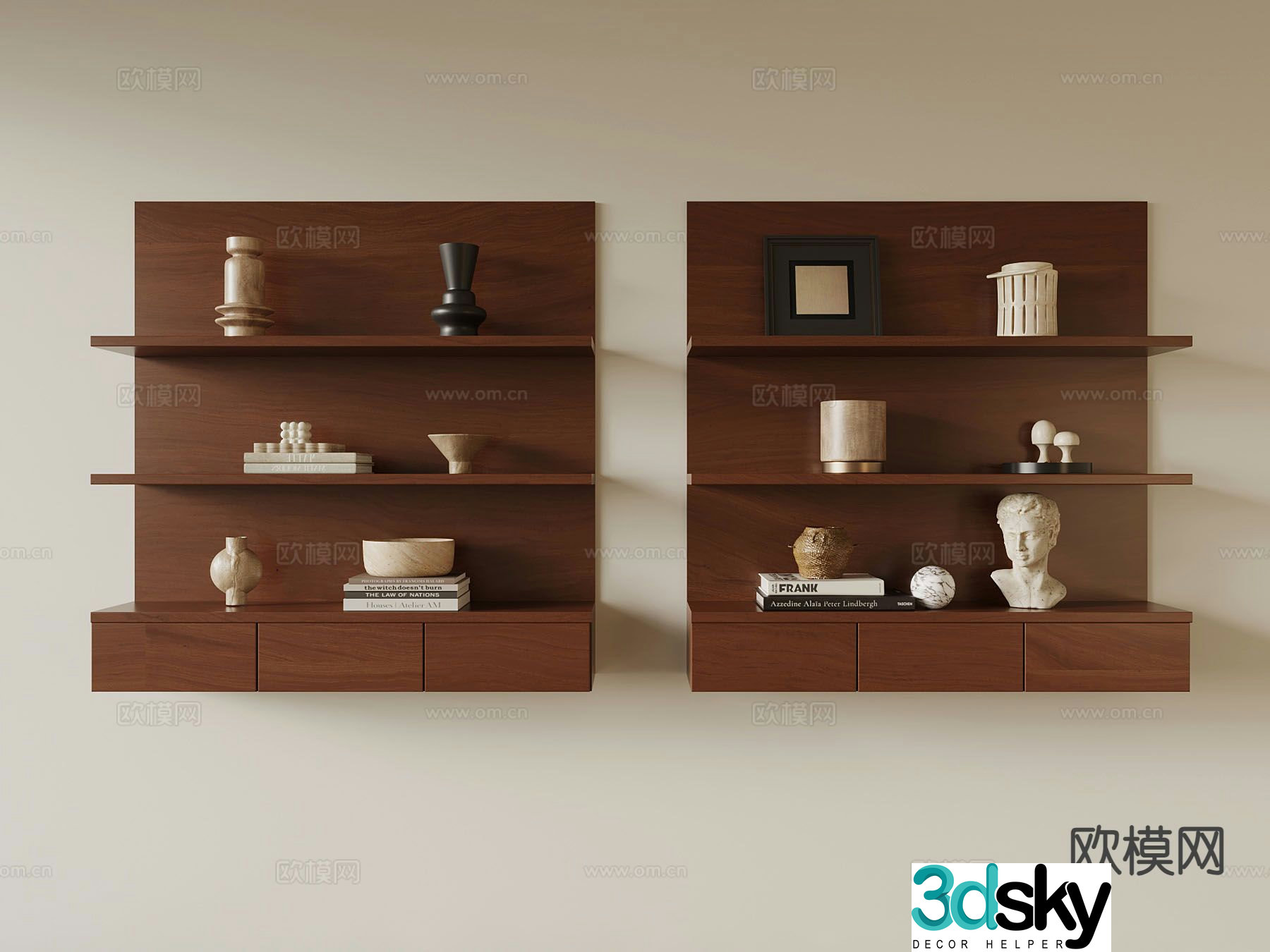 Medieval style wall hanging shelf 3d model