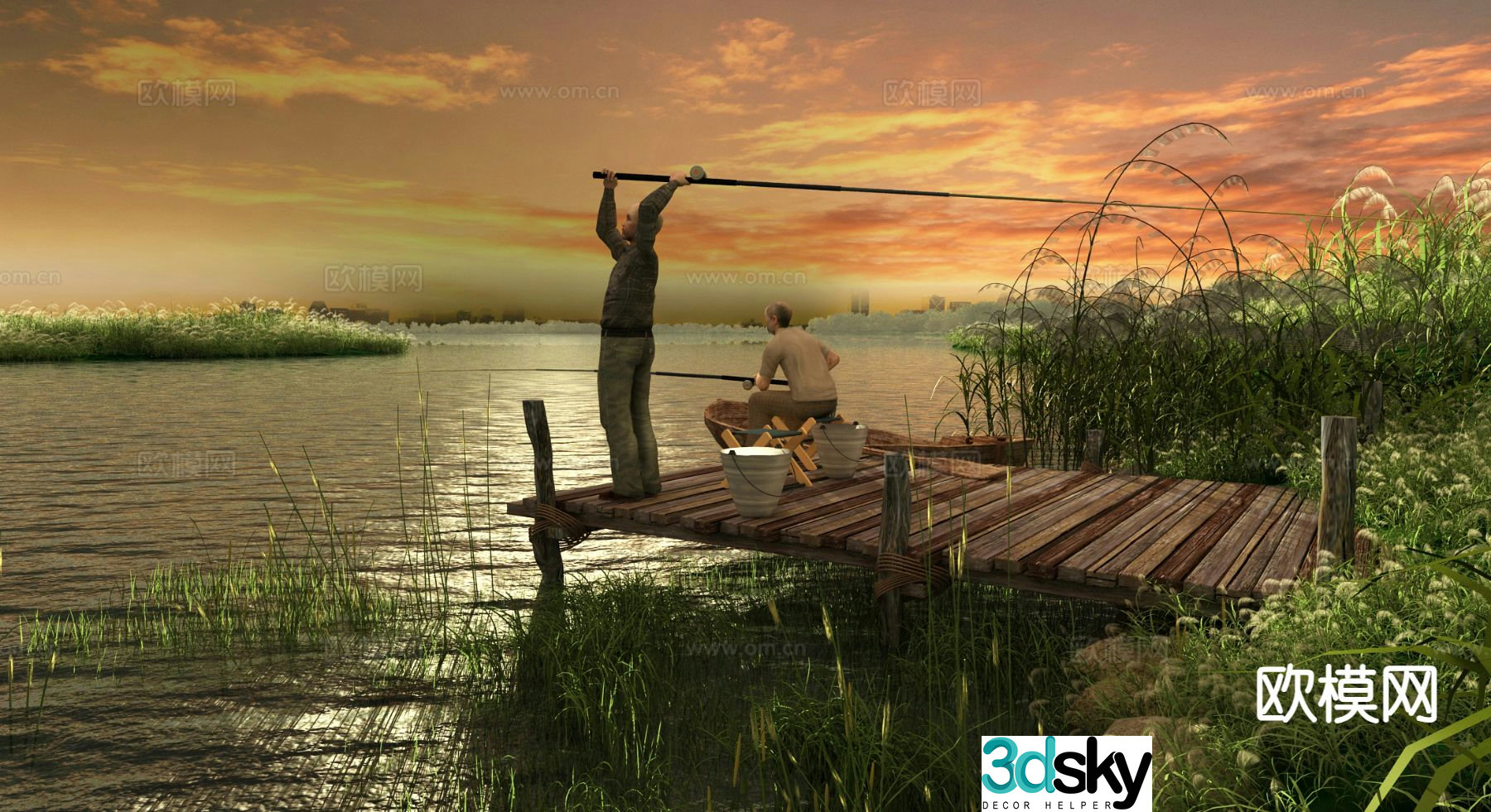 Waterfront landscape wetland park garden landscape 3D model