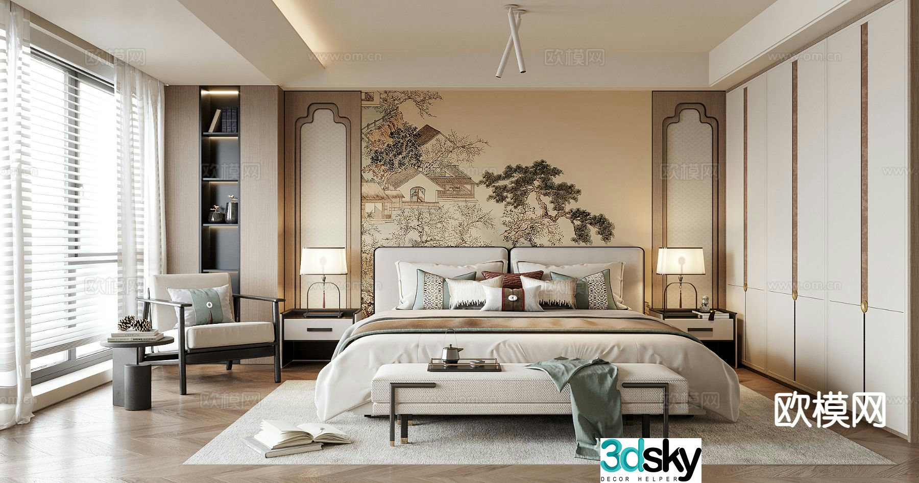 New Chinese style bedroom master bedroom 3d model