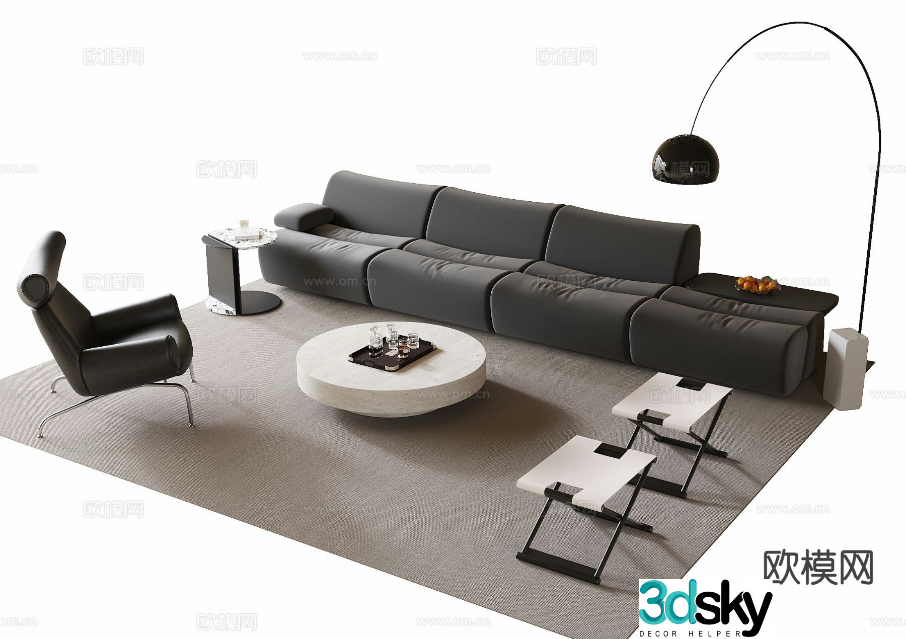 Modern sectional sofa 3d model