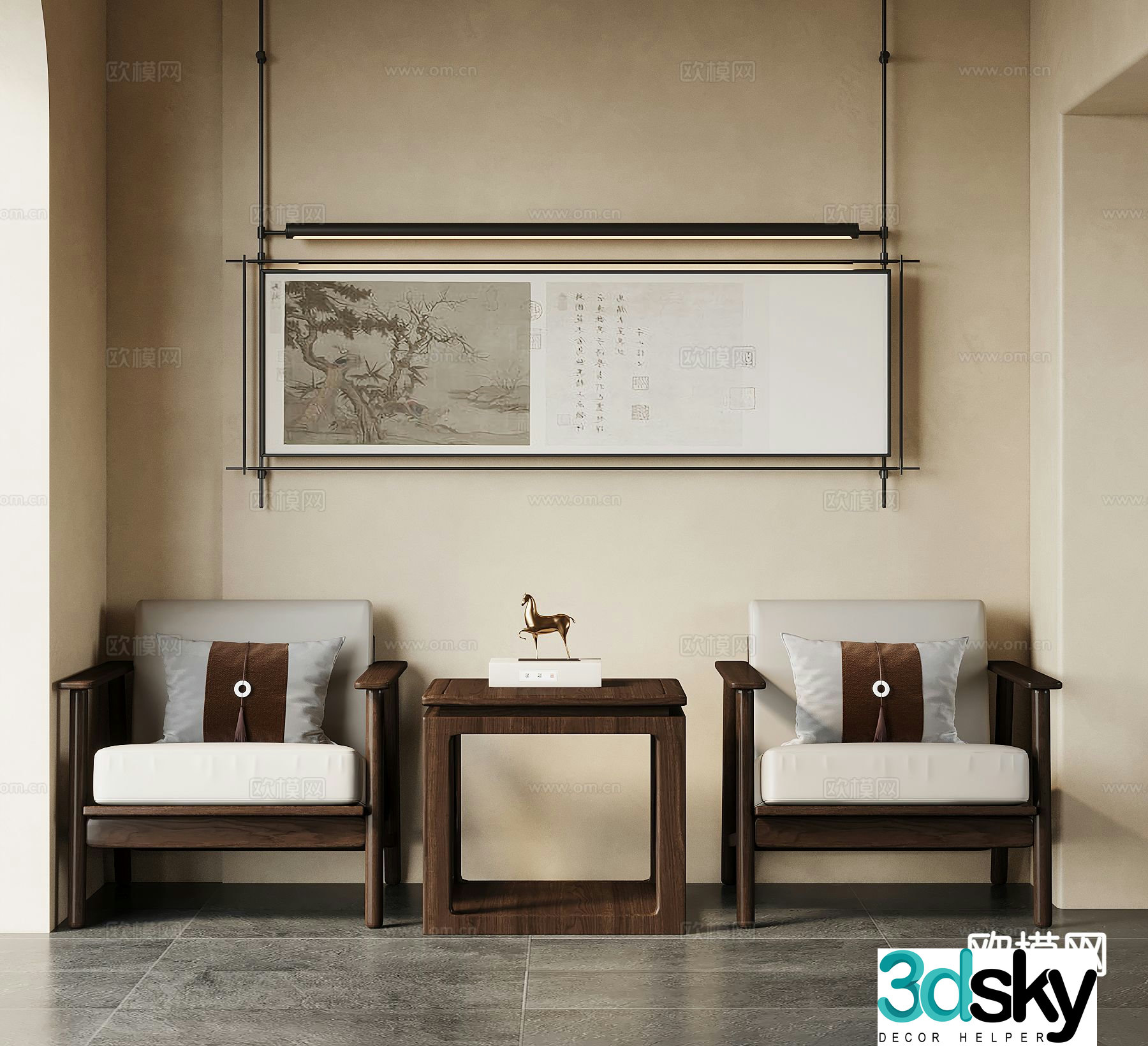 New Chinese style chair leisure chair 3d model