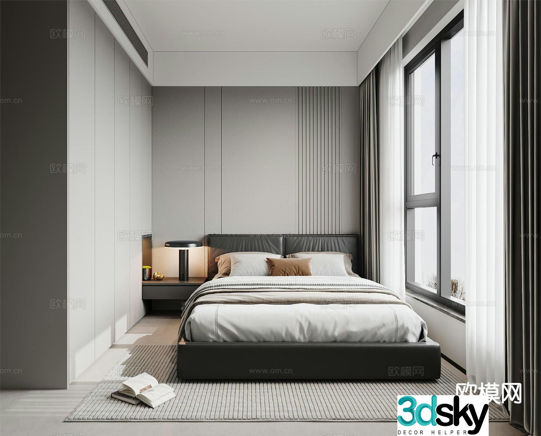 Modern minimalist bedroom second bedroom 3D model