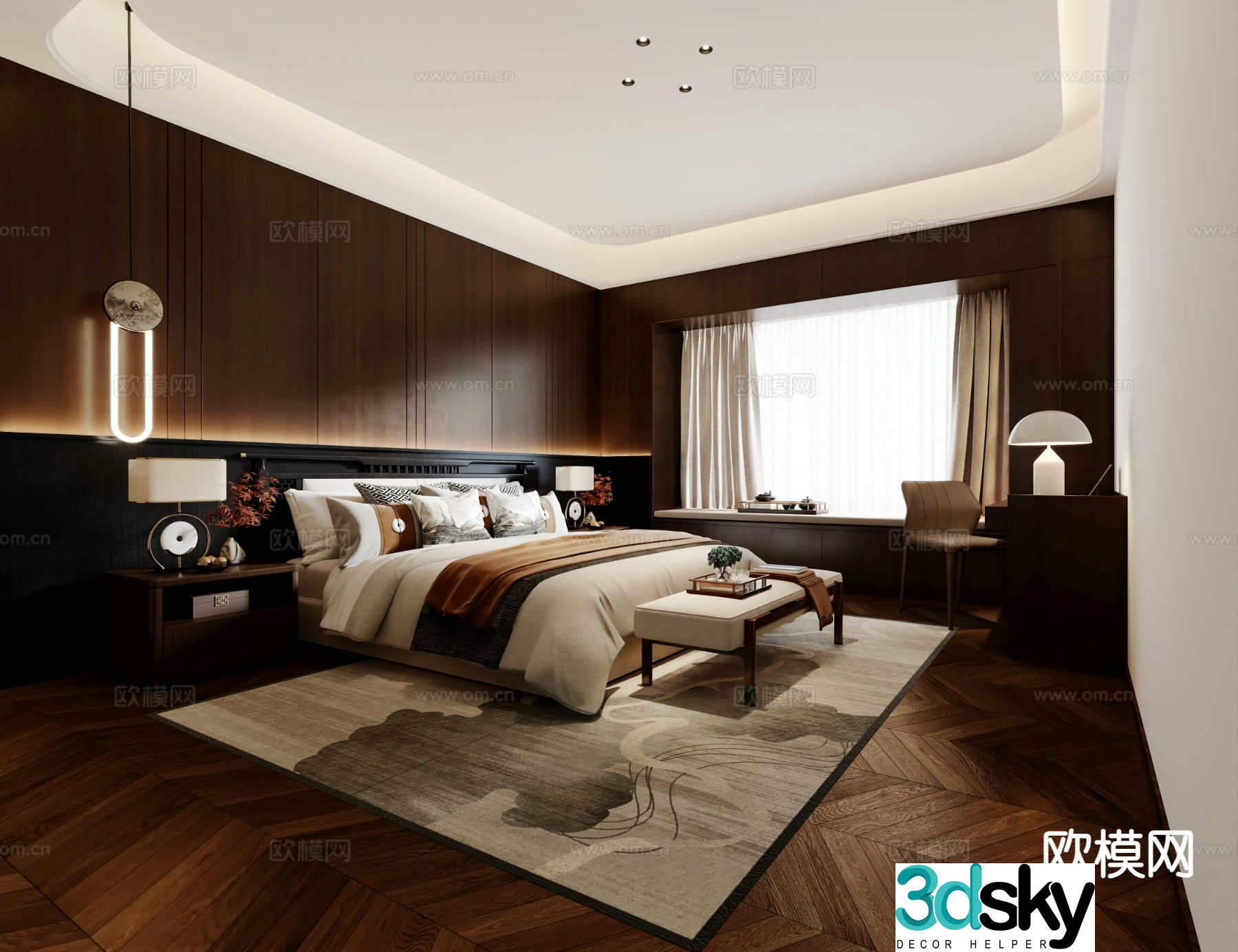 New Chinese style bedroom master bedroom 3d model