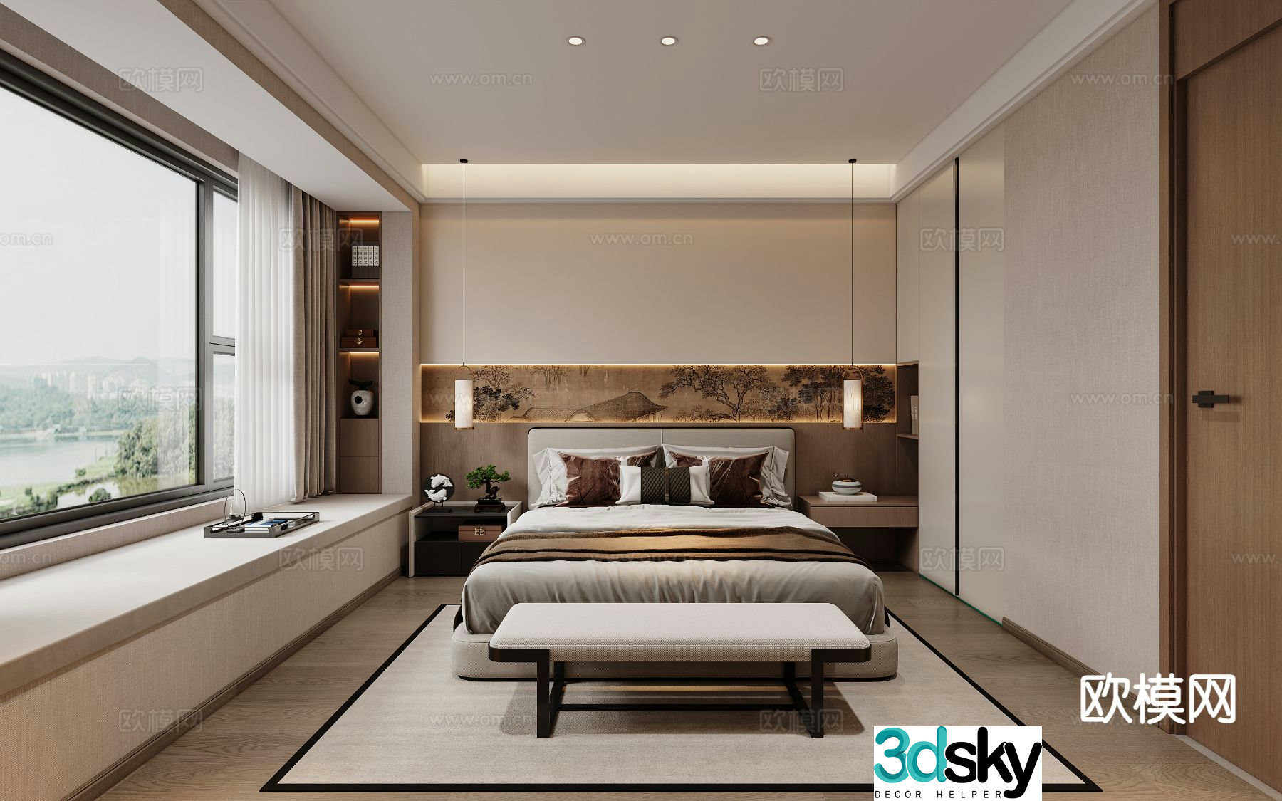 New Chinese style bedroom master bedroom 3d model