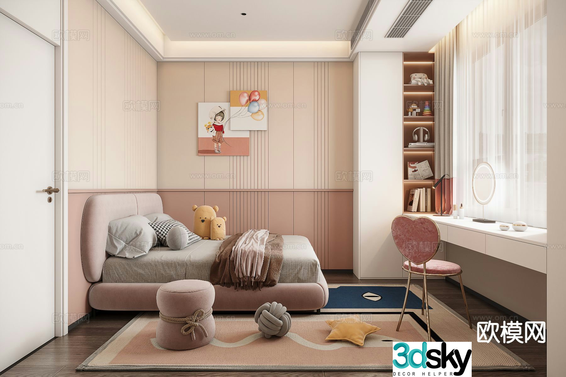 Modern children’s room girl’s room kid’s room 3d model