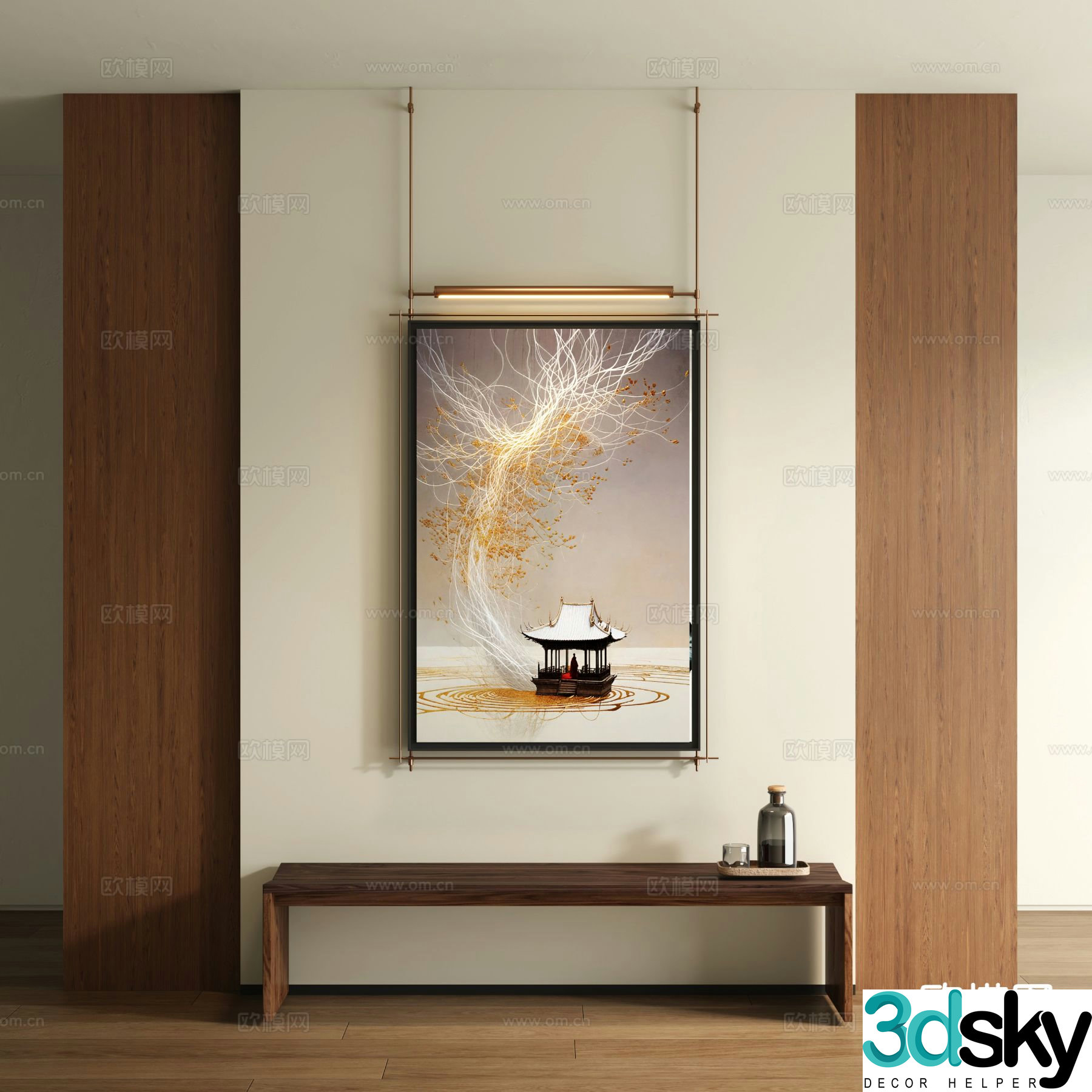 New Chinese Zen hanging painting decorative painting 3D model