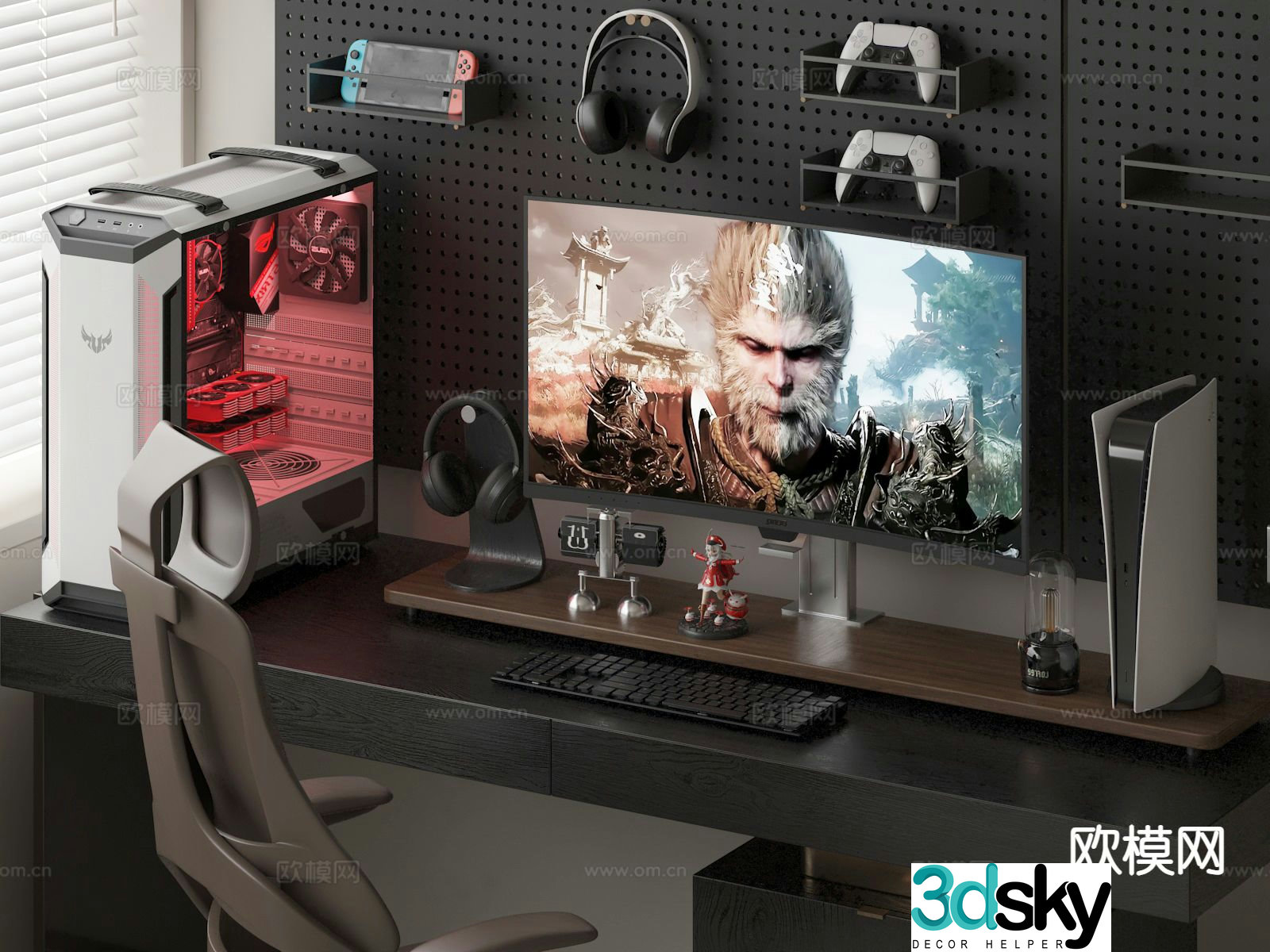 Modern gaming desk computer desk 3d model