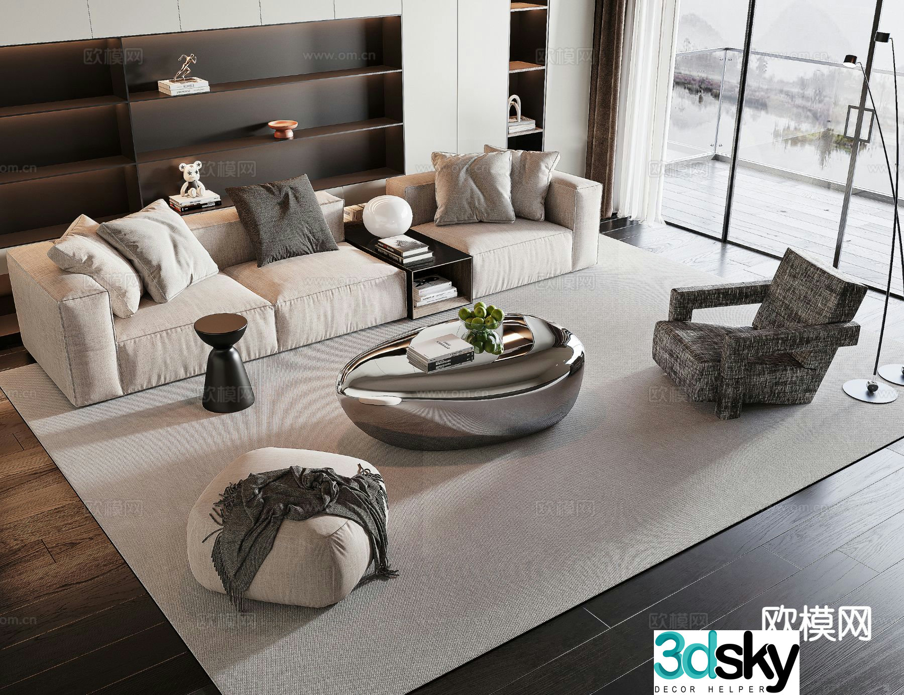 Modern sectional sofa 3d model