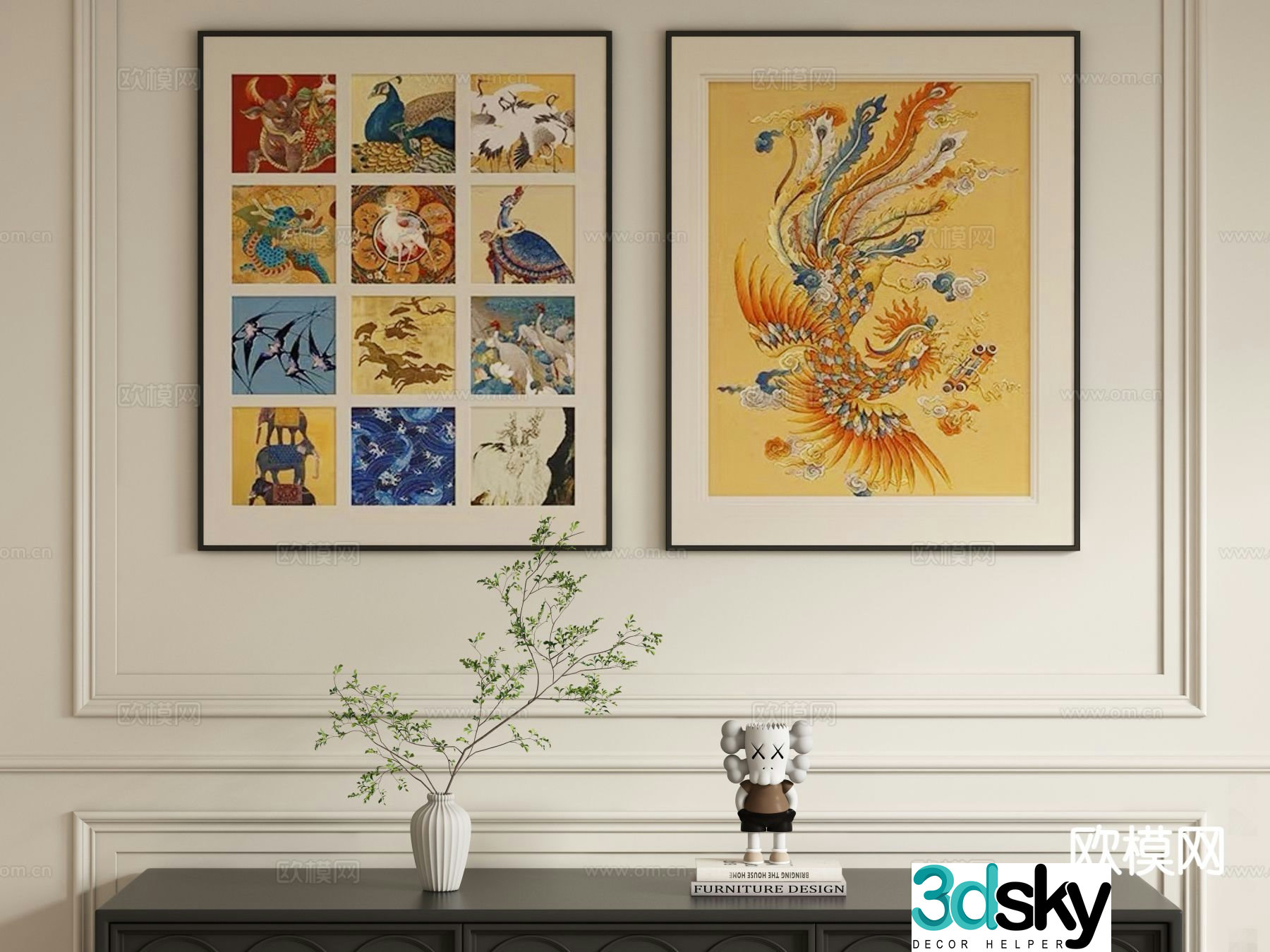 Decorative painting art painting hanging painting 3d model