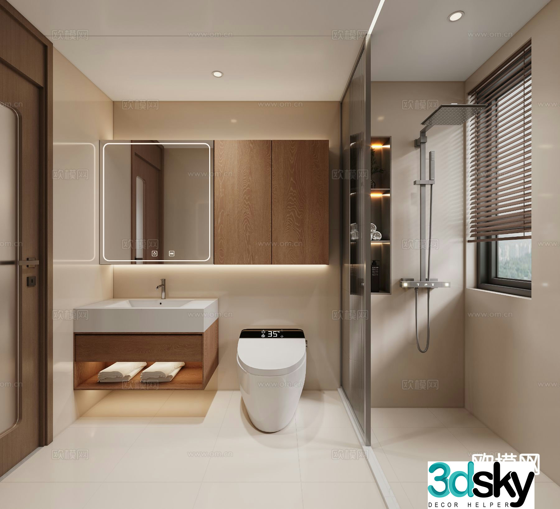 New Chinese style bathroom bathroom 3d model