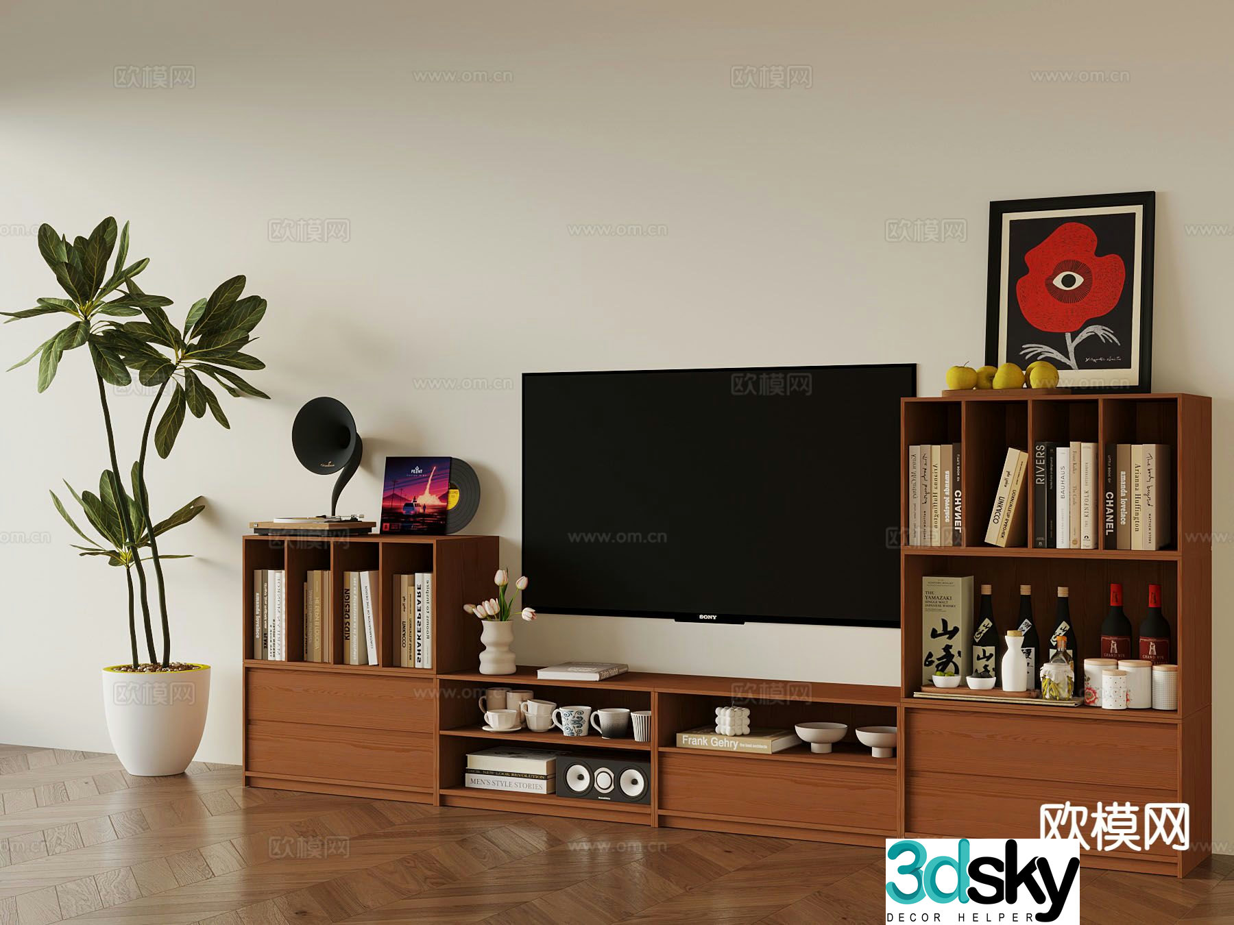 Medieval style TV cabinet 3D model