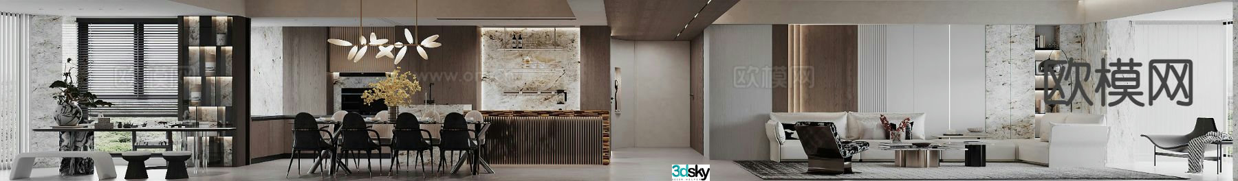 Modern guest restaurant 3d model