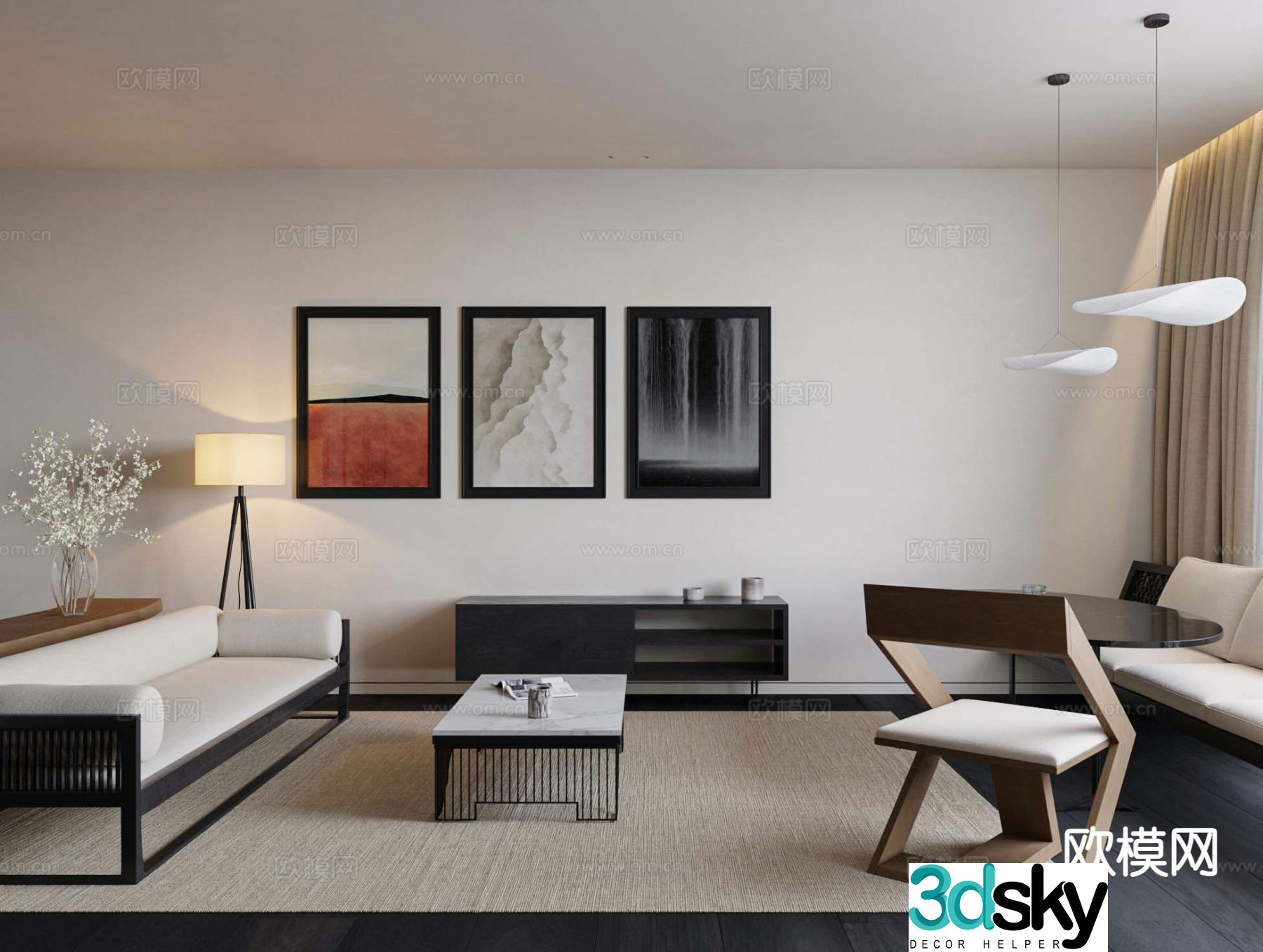 New Chinese style modular sofa 3d model