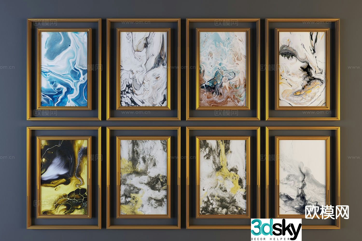 Modern texture painting decorative painting 3d model