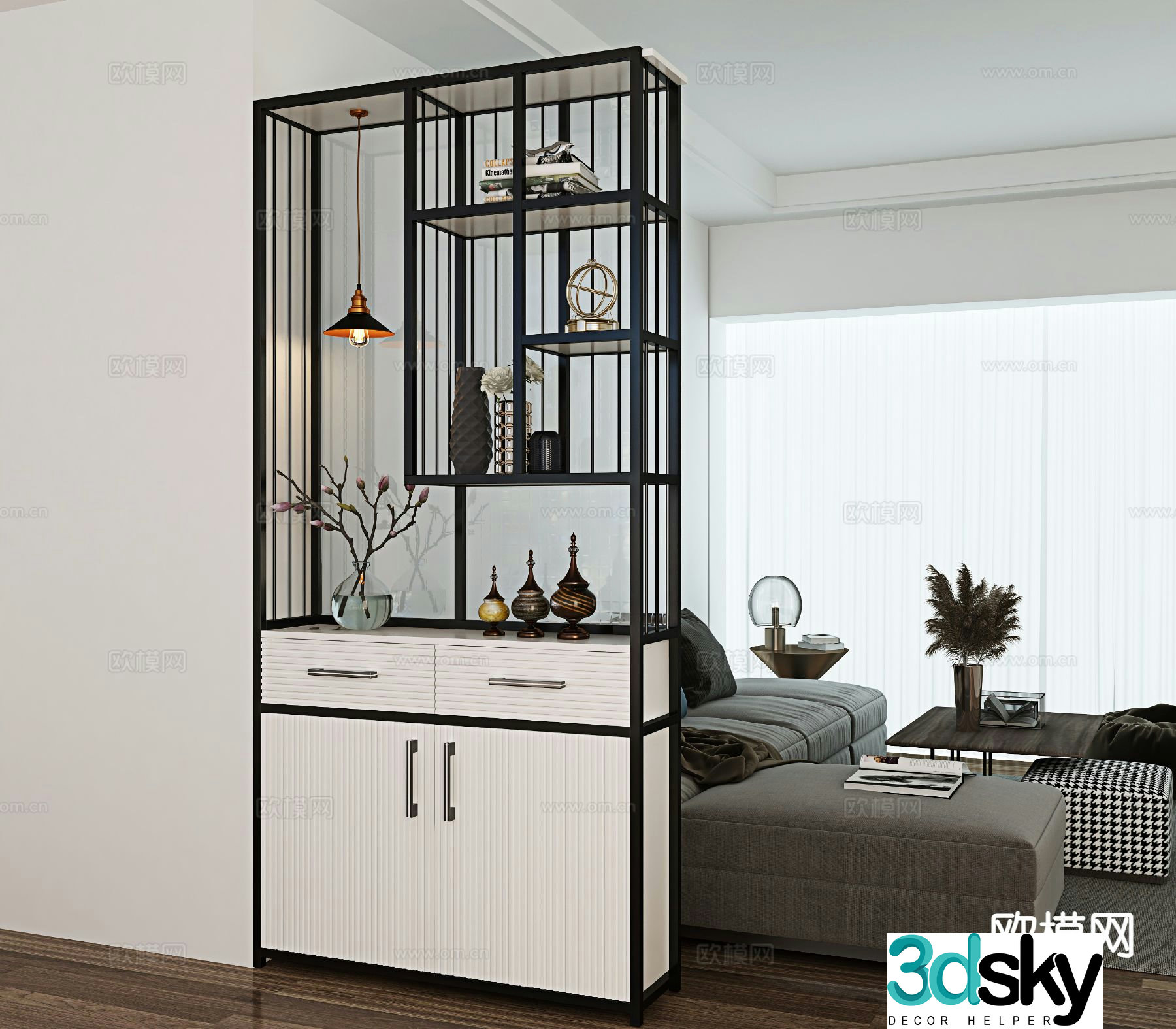 Modern entrance cabinet partition cabinet high cabinet 3D model