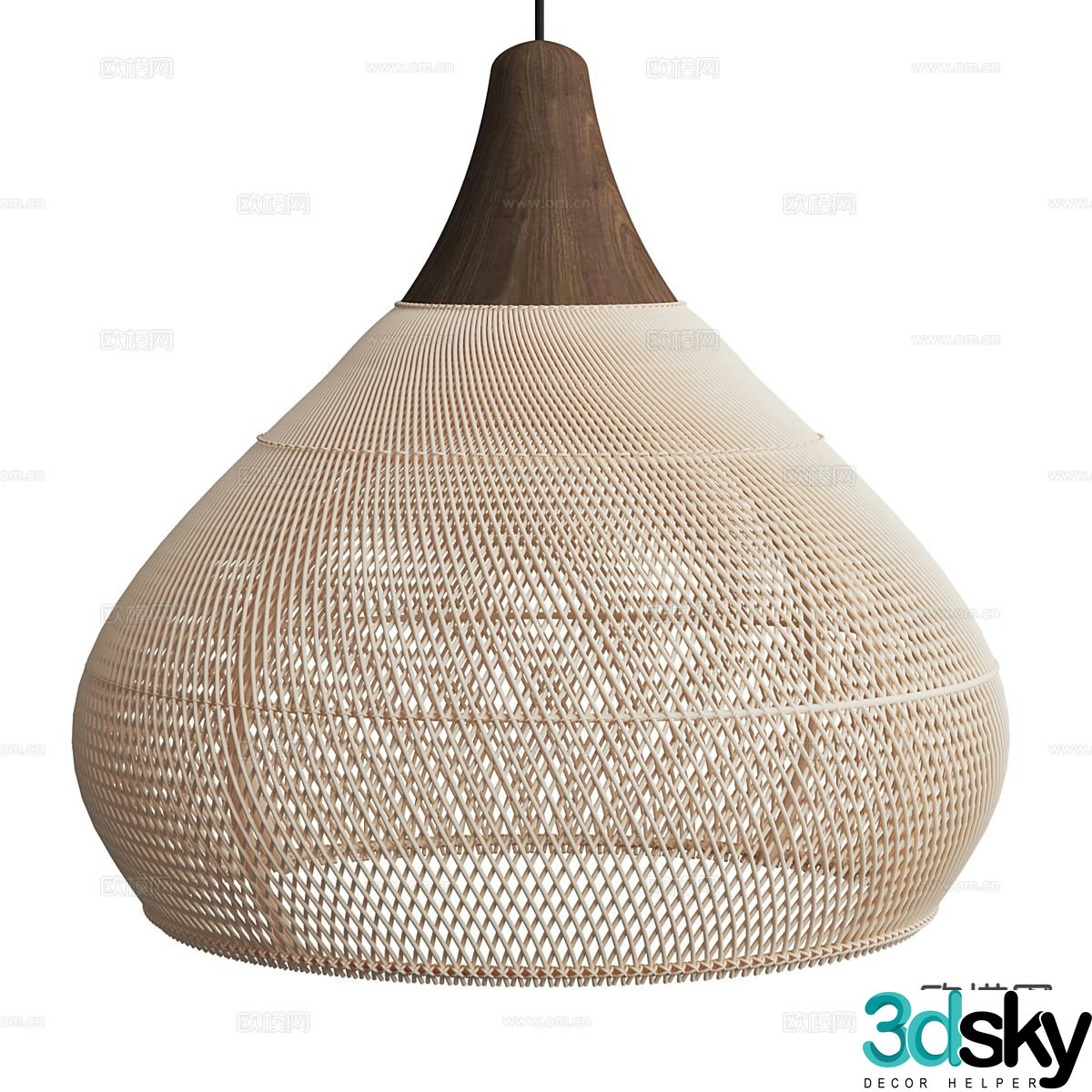 Wabi-sabi chandelier rattan chandelier 3d model