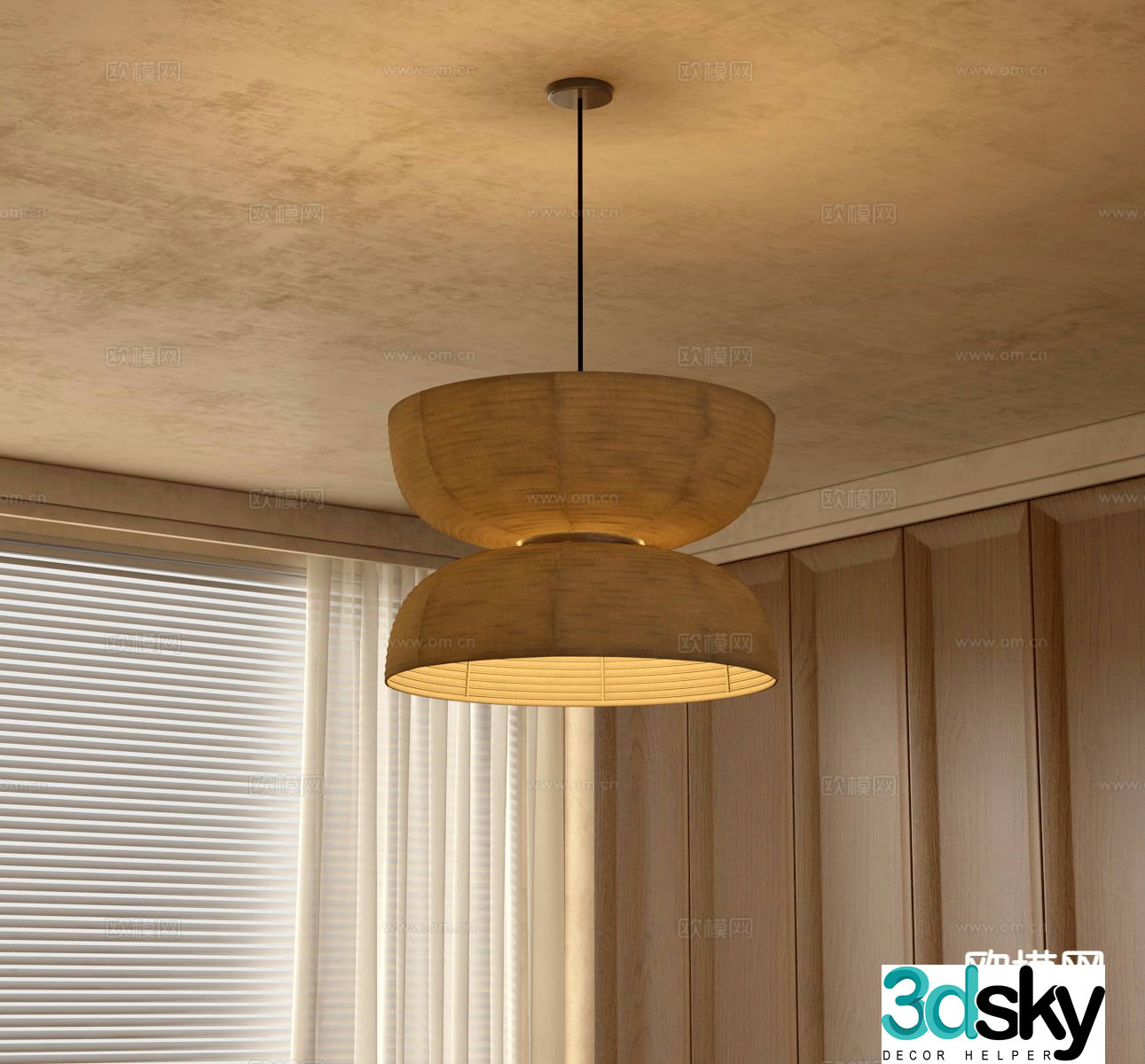 Wabi-sabi chandelier restaurant chandelier 3d model