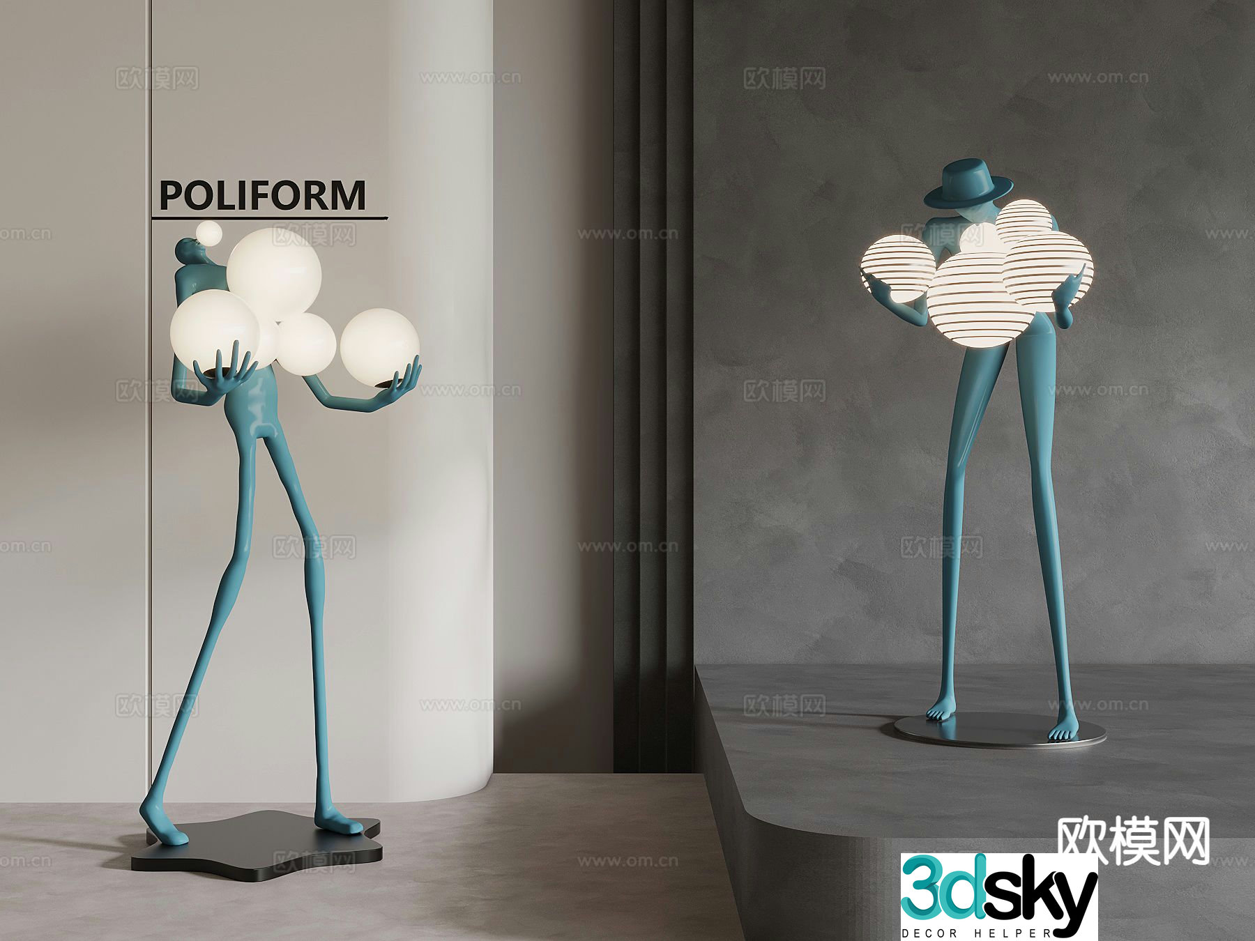 Human sculpture decorative lamp 3d model