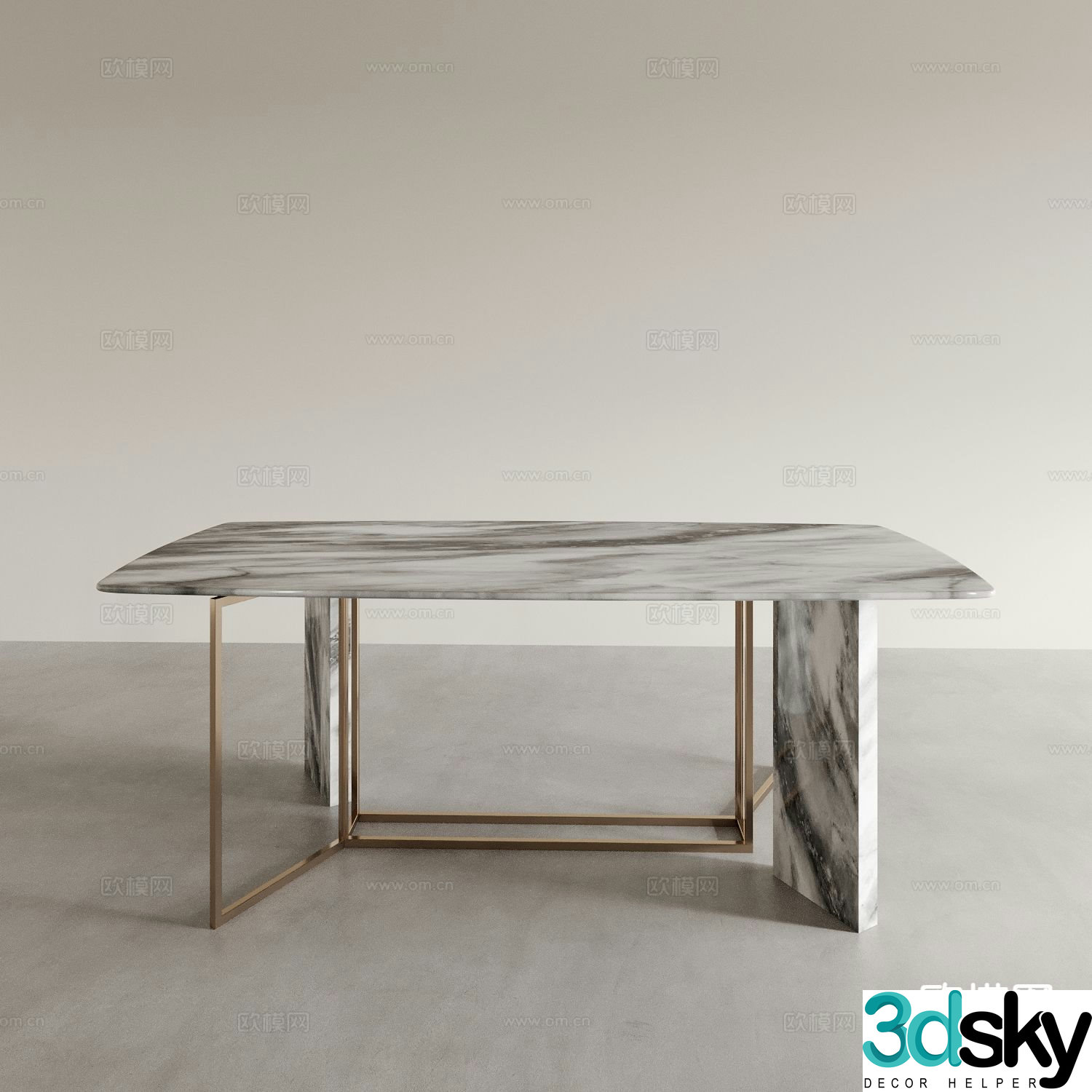 Simple dining table marble dining table 3d model
