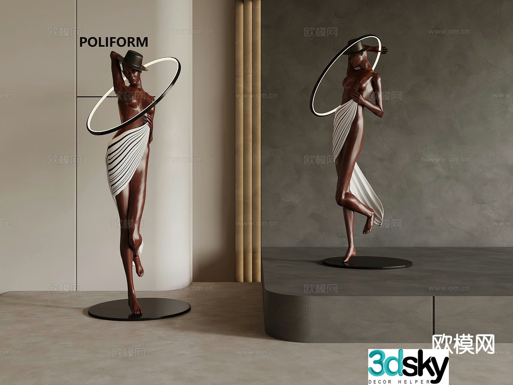 Modern humanoid sculpture art ornament 3d model