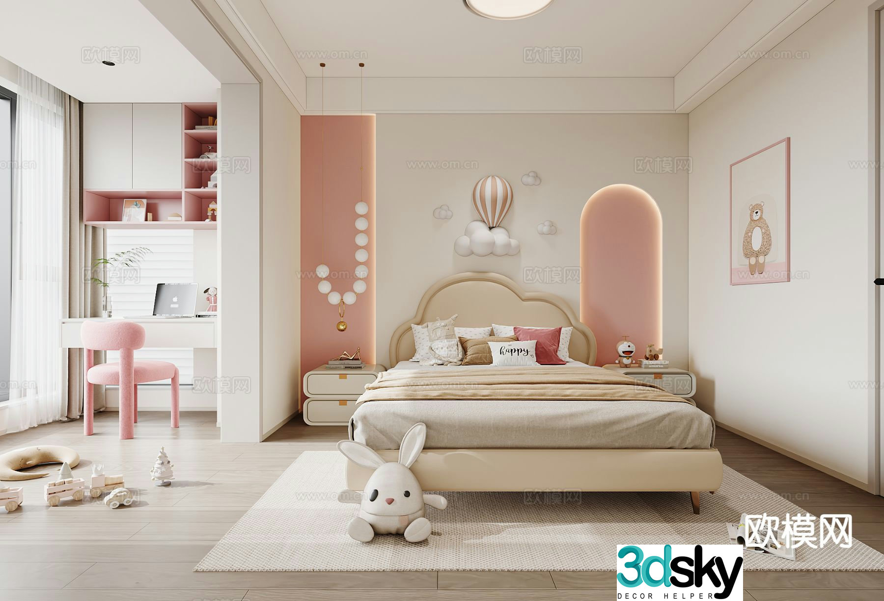 Modern children’s room girl’s room kid’s room 3d model