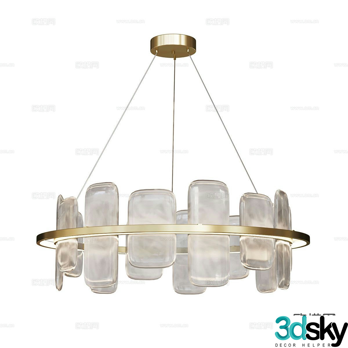 Light luxury chandelier living room chandelier 3d model