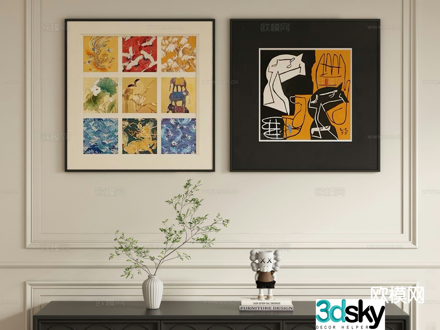 French decorative painting art painting hanging painting 3d model
