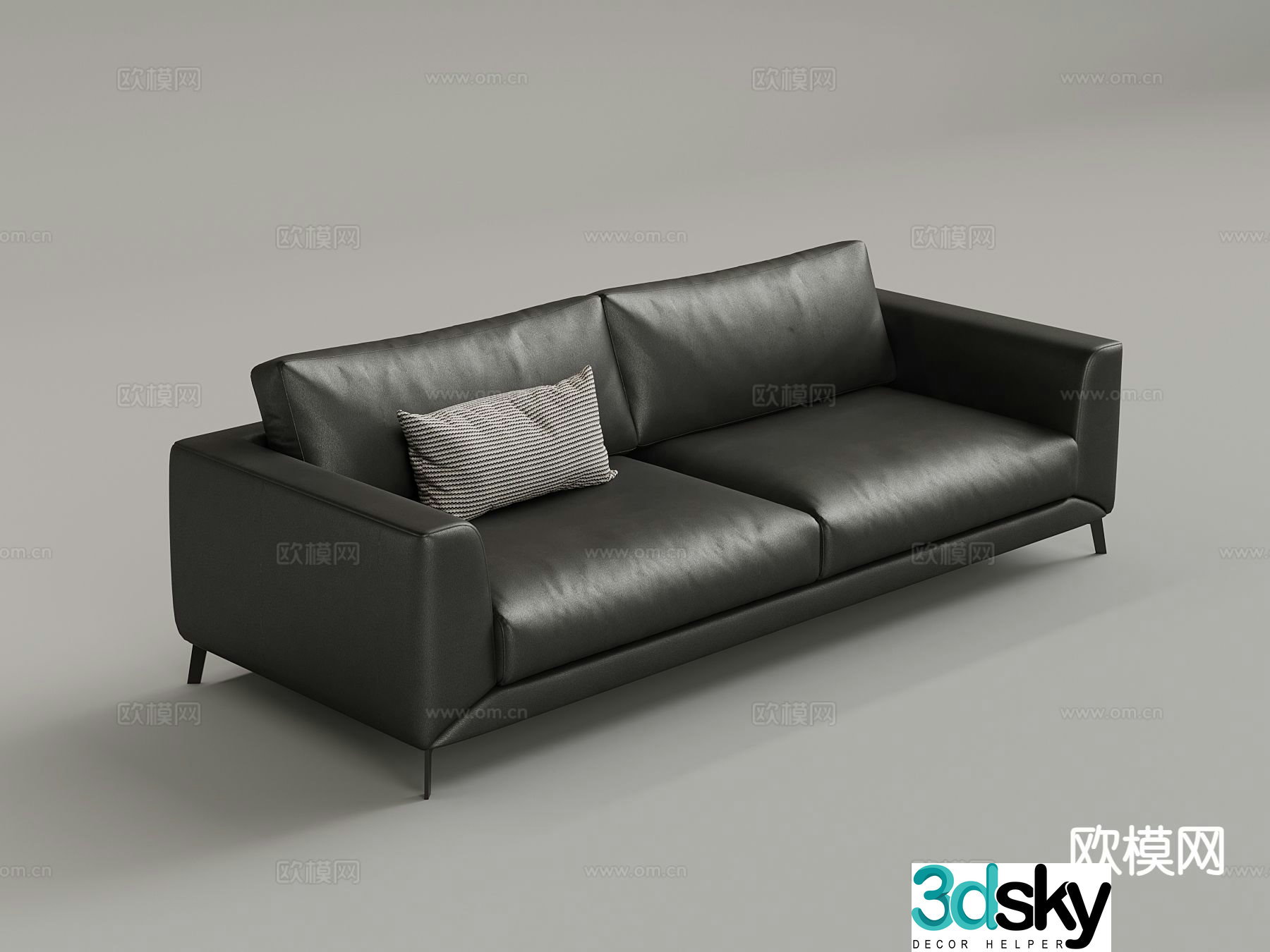 Modern leather sofa double sofa 3d model