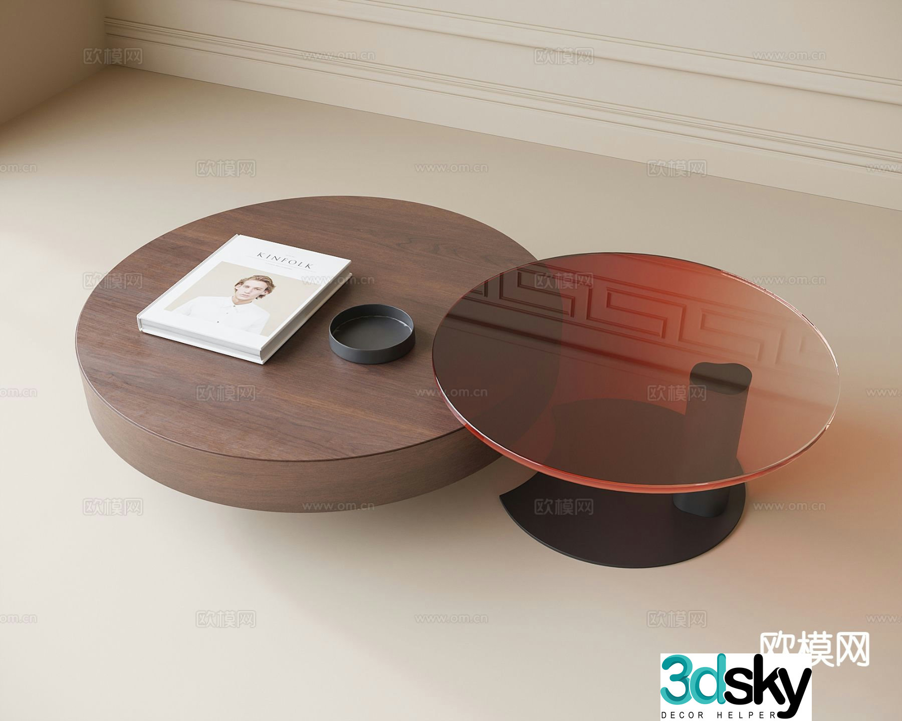 Modern double coffee table 3d model