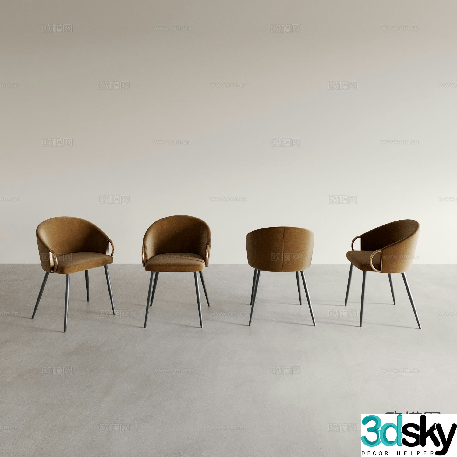 Modern chair dining chair back chair tea chair 3d model