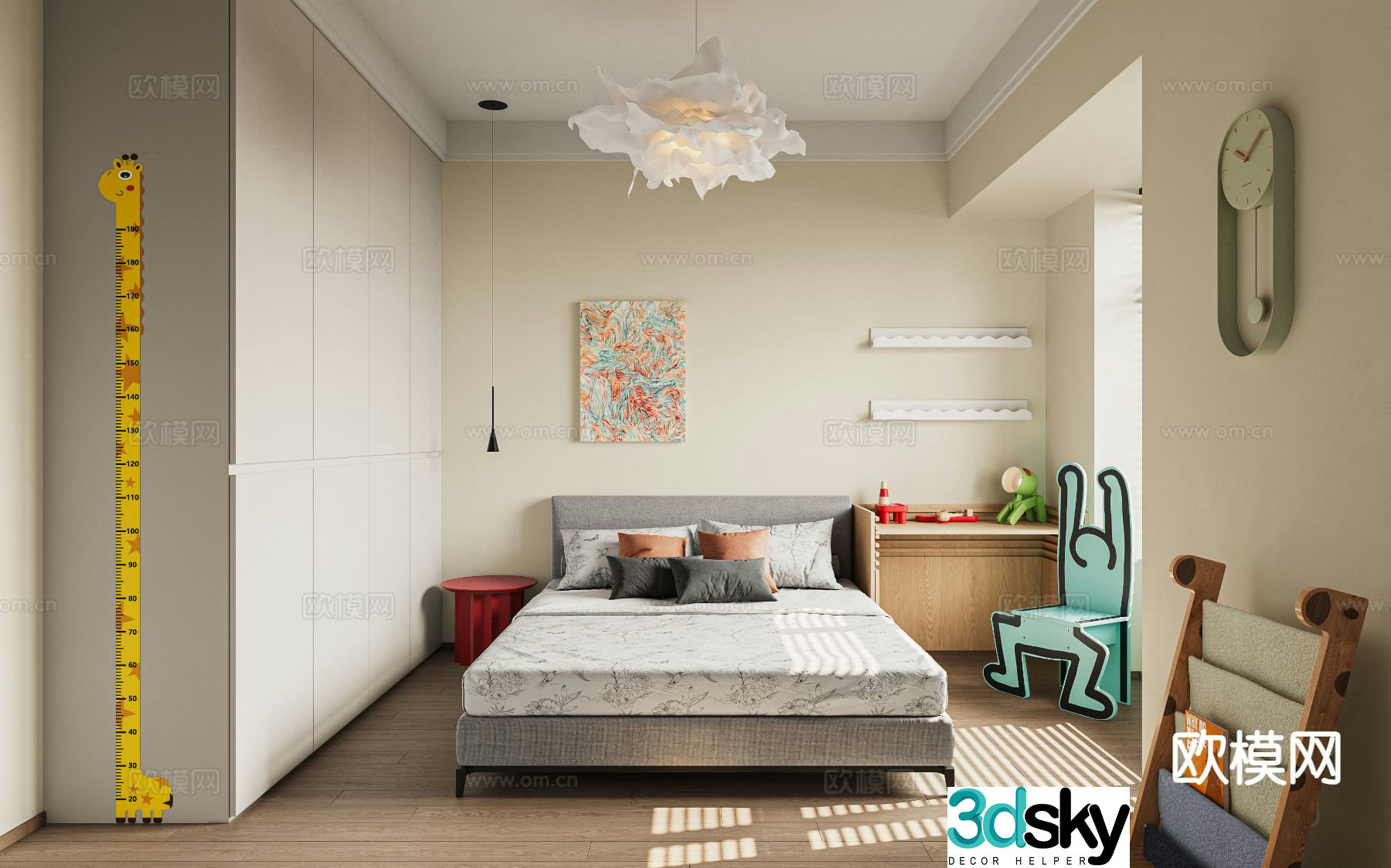 Modern bedroom second bedroom child’s room 3d model