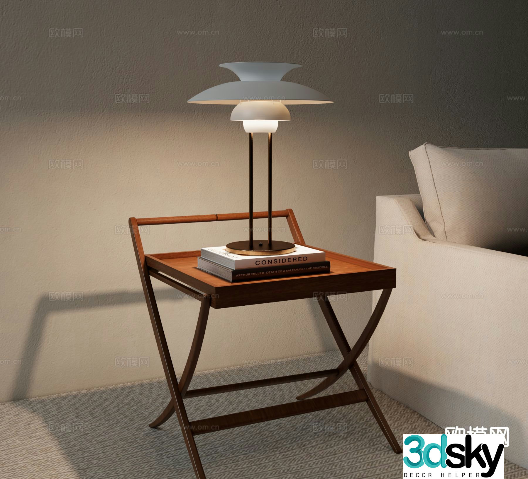 Modern side table wooden side table folding side table 3d model