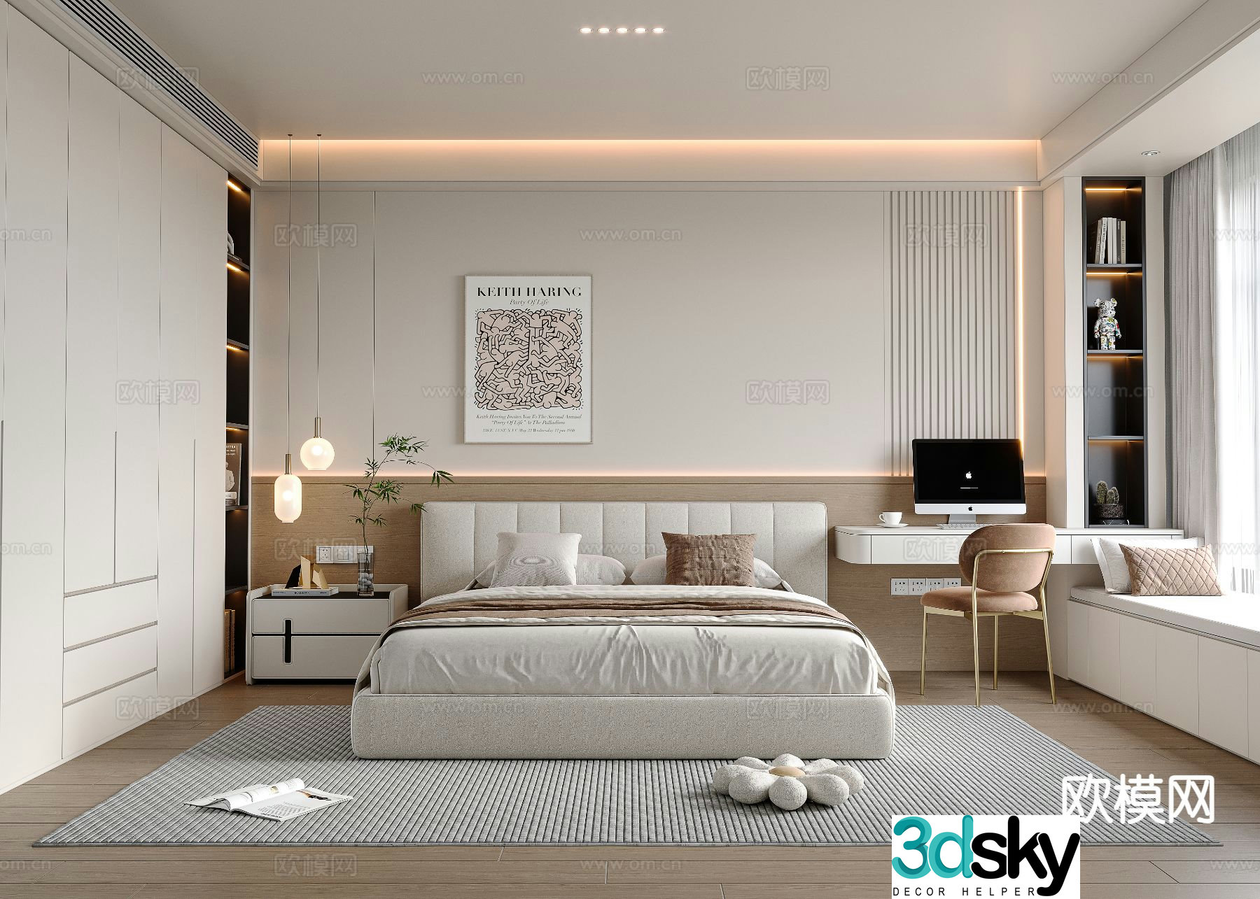 Cream style bedroom master bedroom 3d model