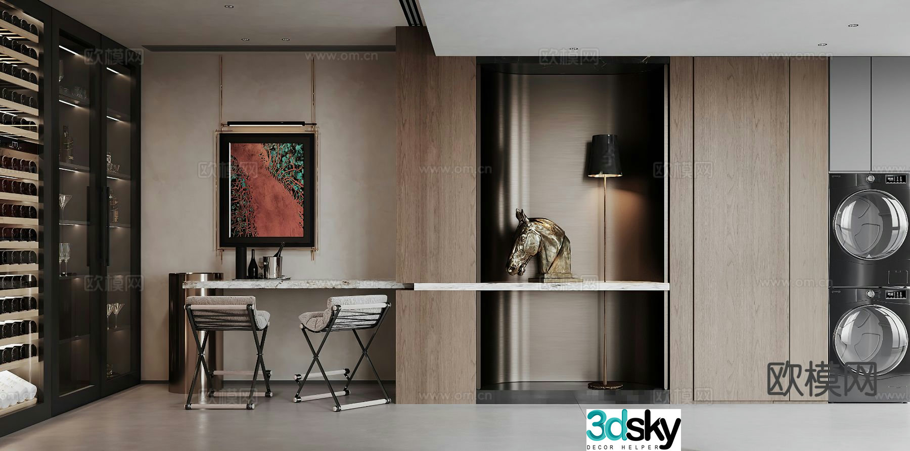 Modern study room 3d model
