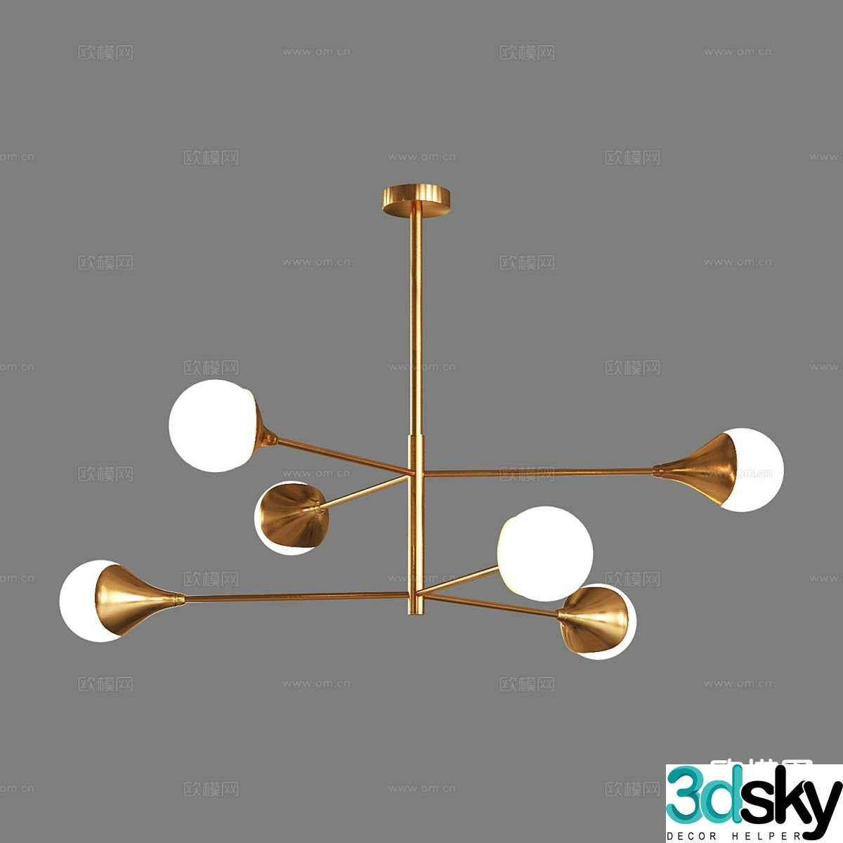 Light luxury multi-head chandelier 3D model