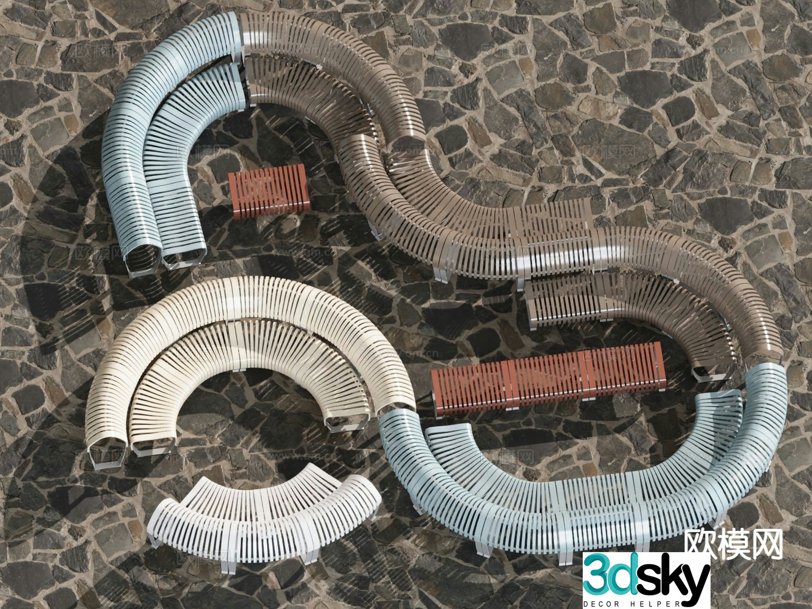 Outdoor chair special shaped chair park chair landscape seat 3d model