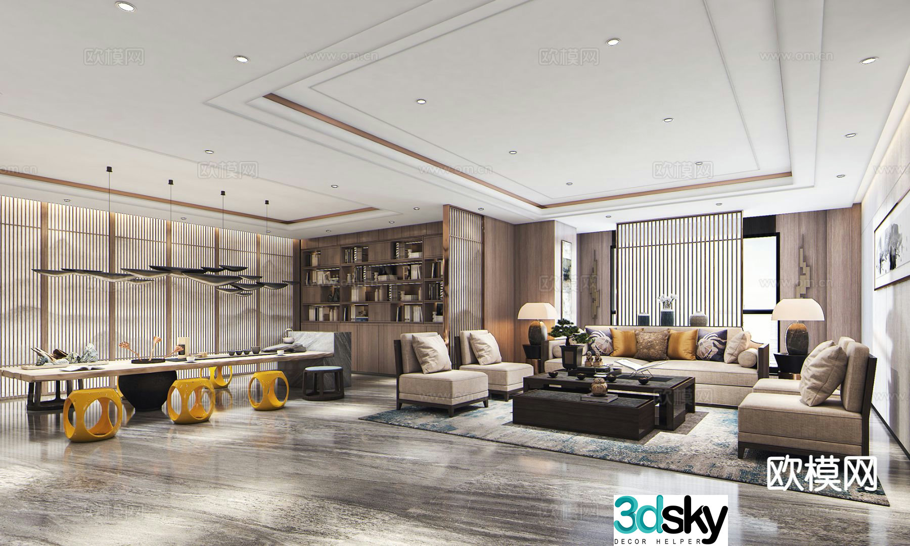 New Chinese style living room tea room 3d model