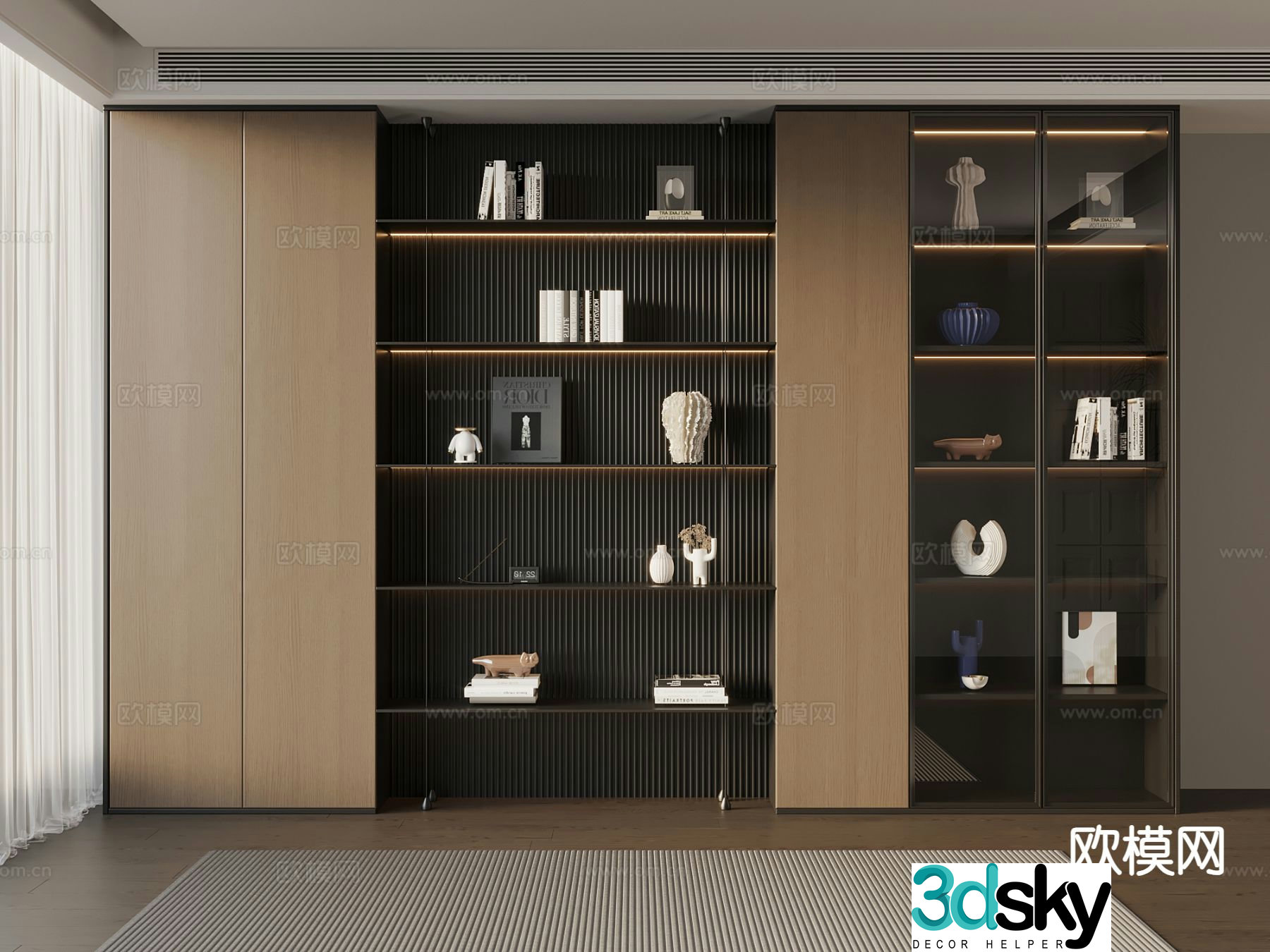 Italian minimalist bookcase 3D model