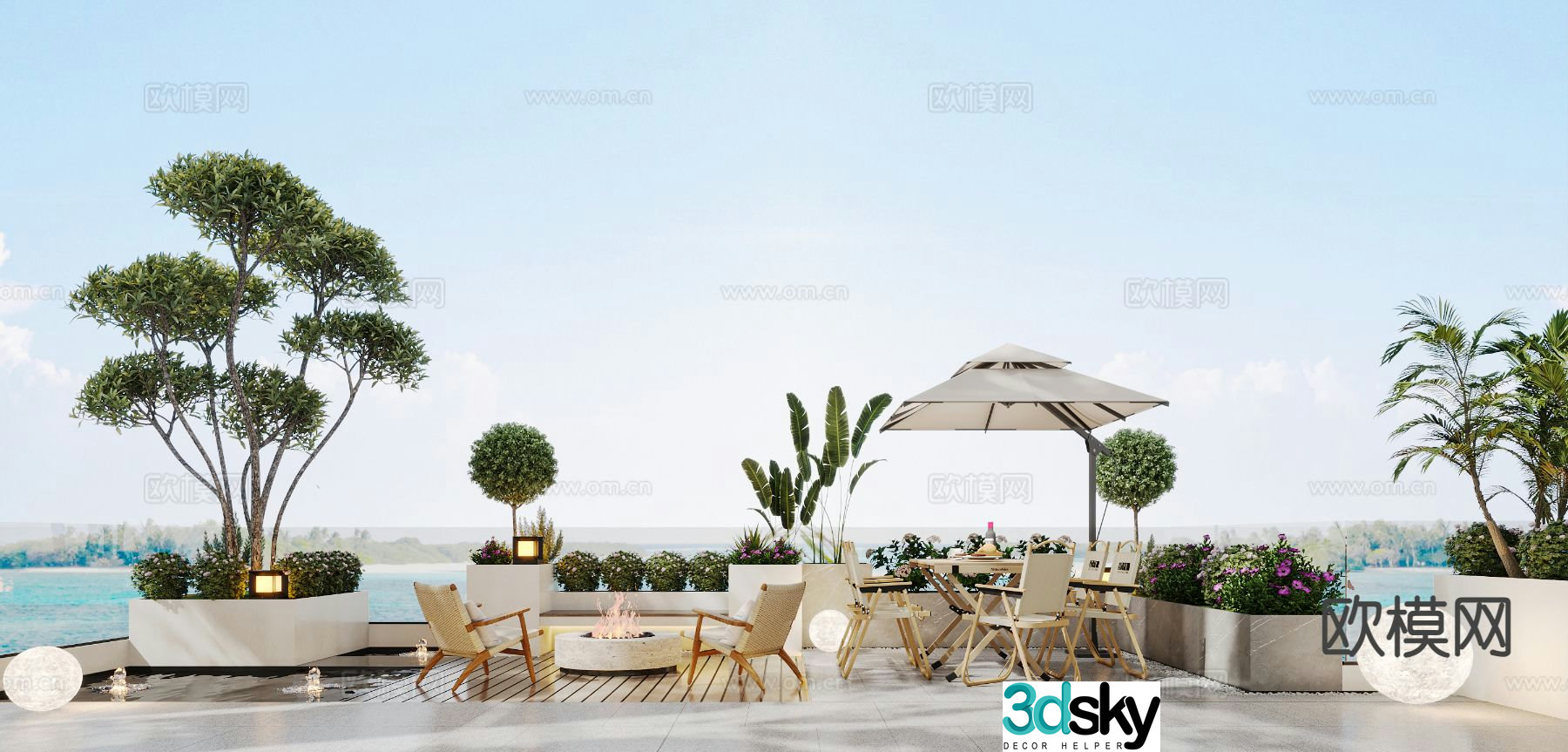 Villa courtyard garden 3d model