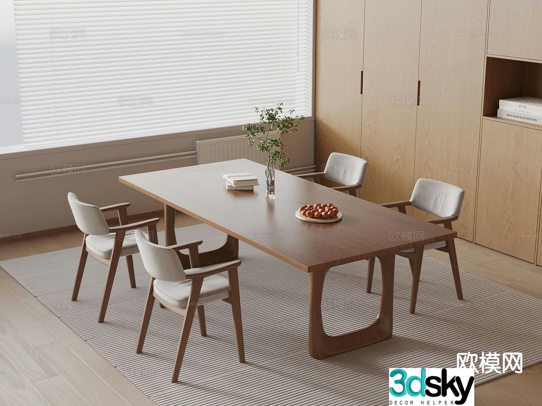 Medieval style dining table and chairs 3d model