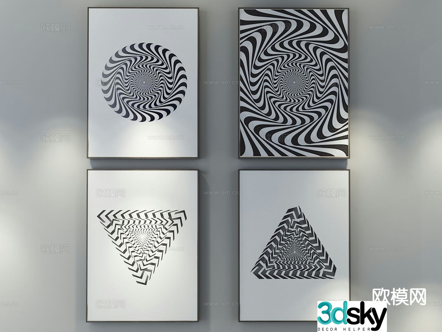 Modern visual hanging painting decorative painting 3D model