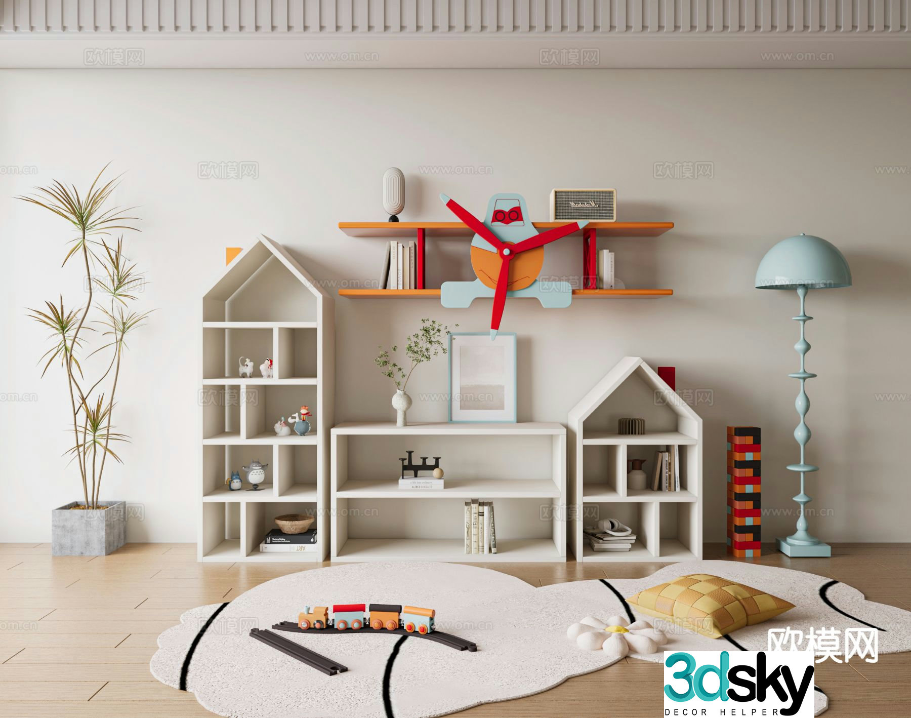 Modern children’s bookcase 3d model