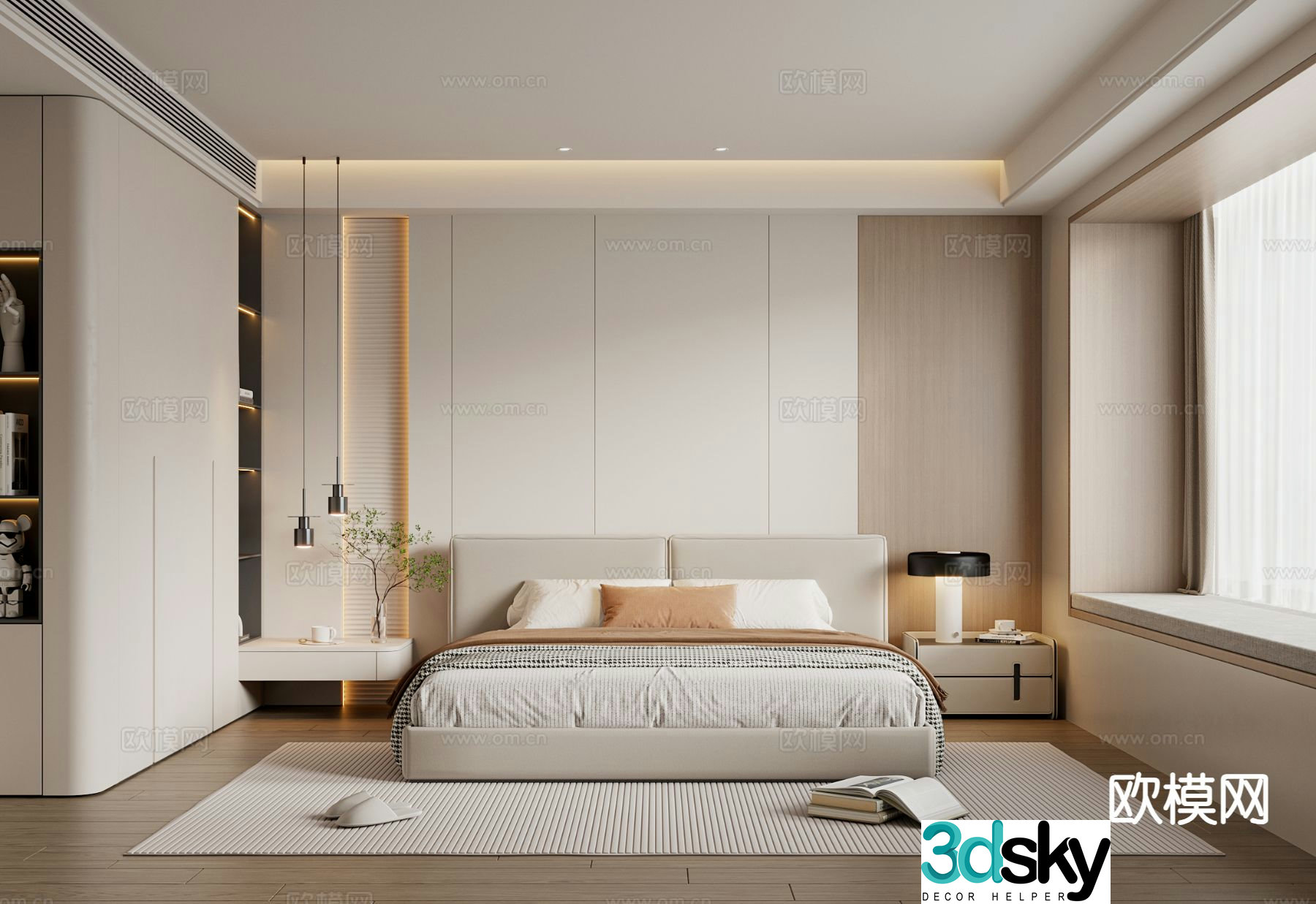 Cream style bedroom master bedroom 3d model