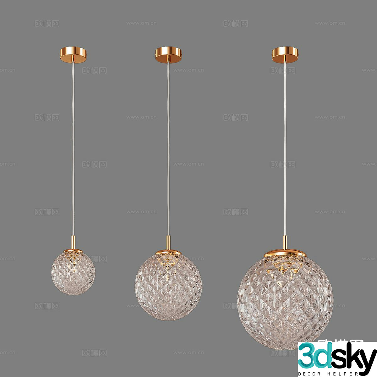 Modern glass sphere chandelier 3d model