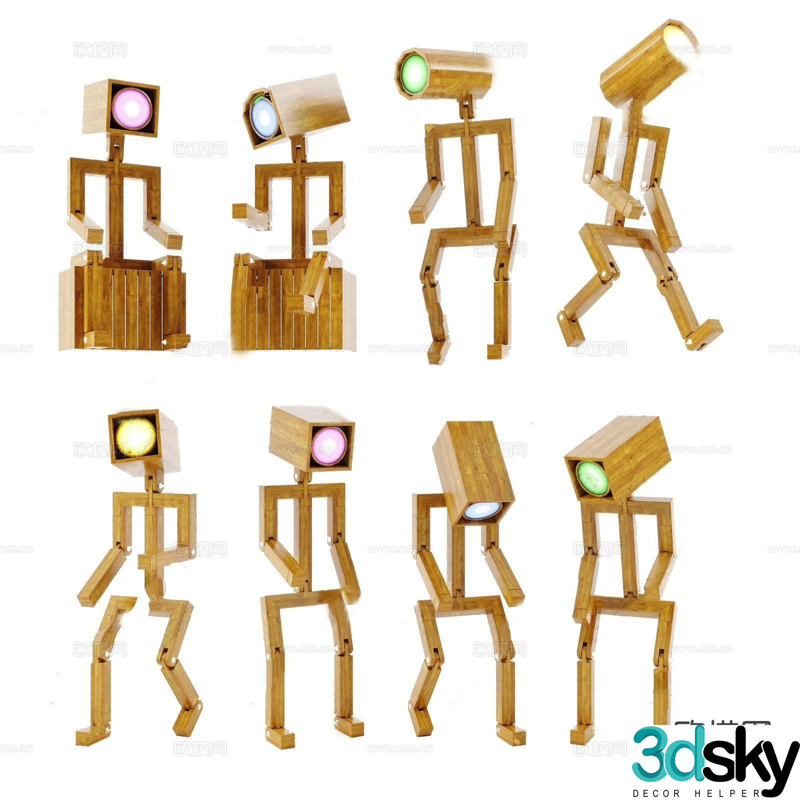 Creative humanoid floor lamp 3d model