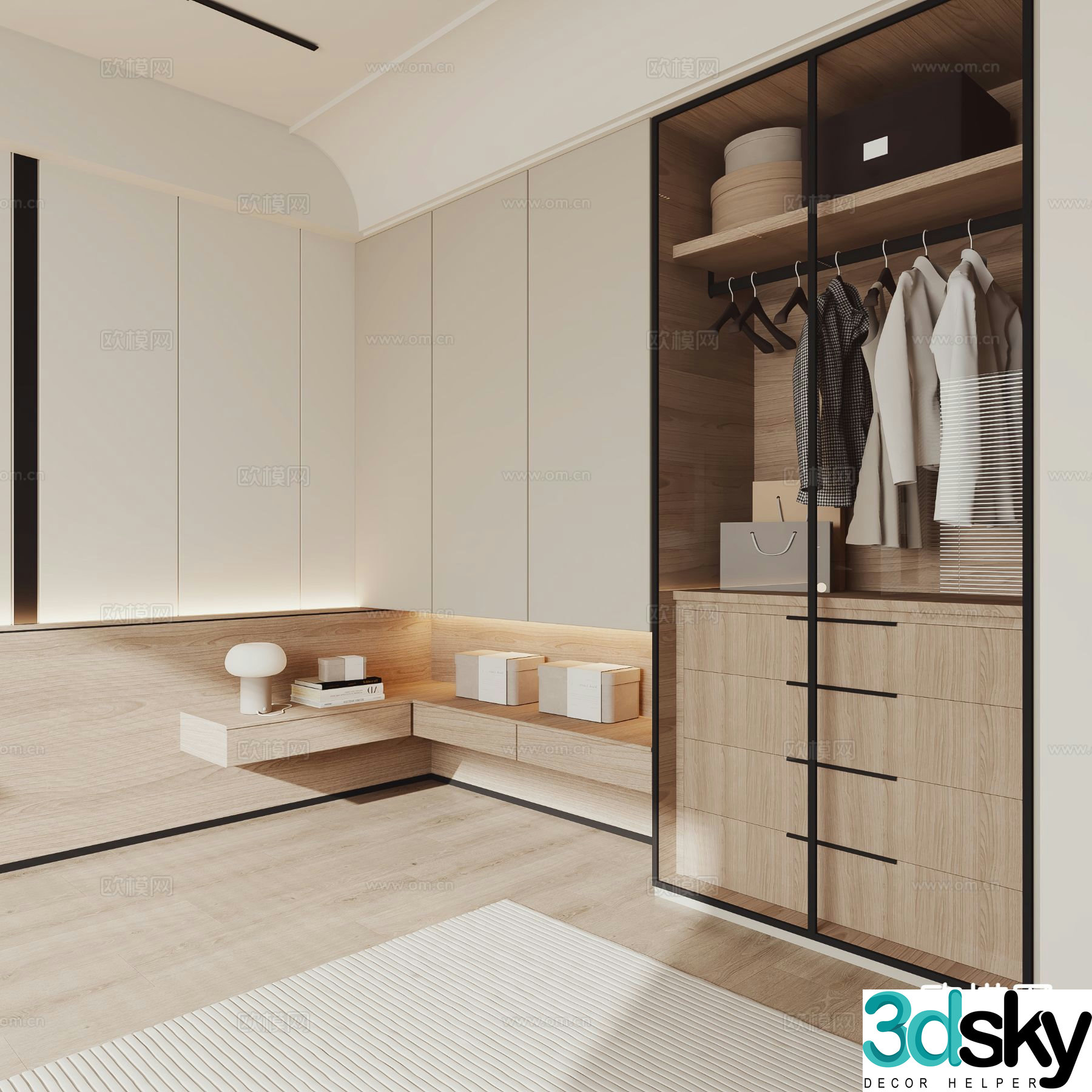 Modern corner wardrobe 3d model