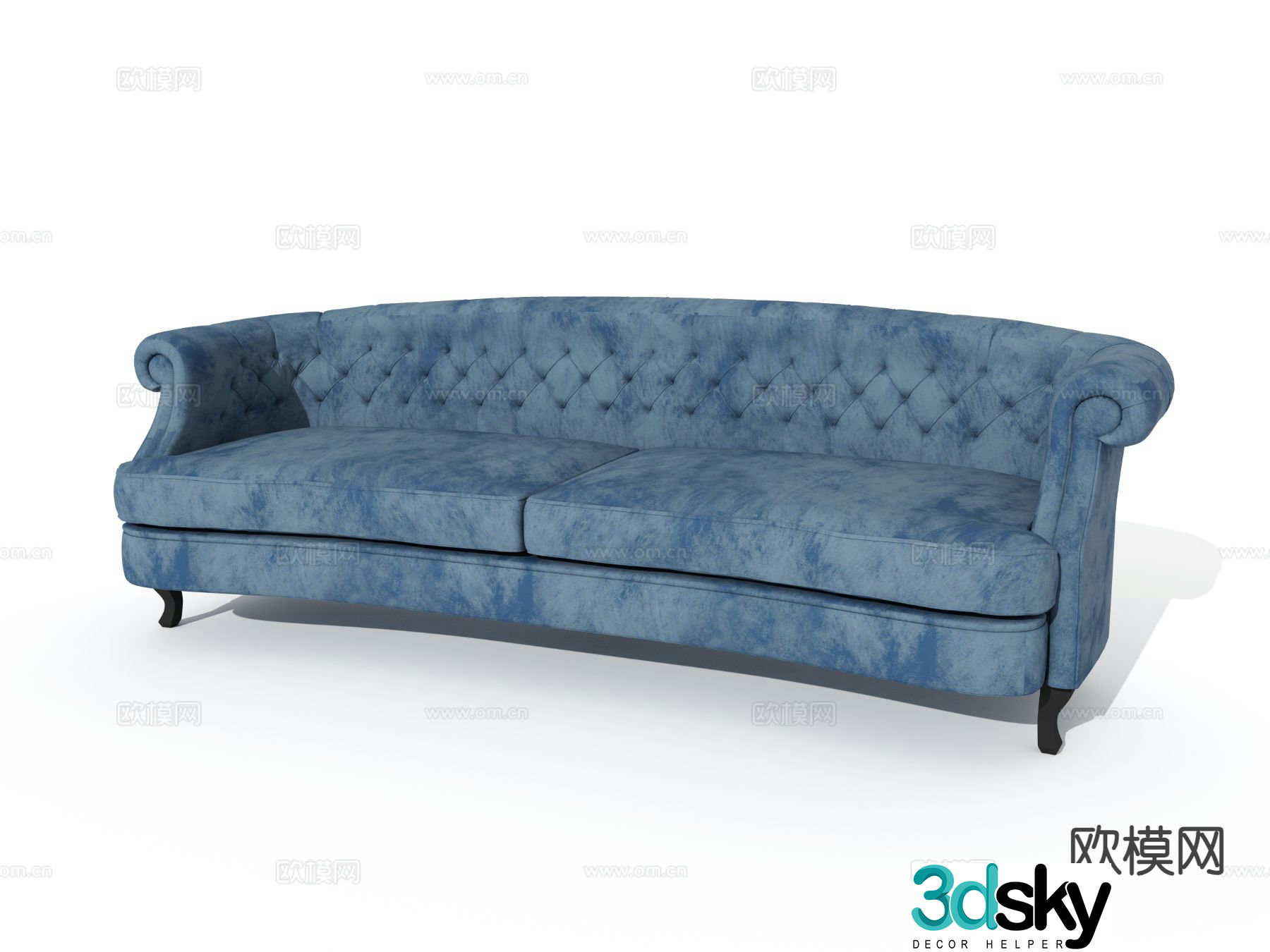 Simple European double sofa 3d model