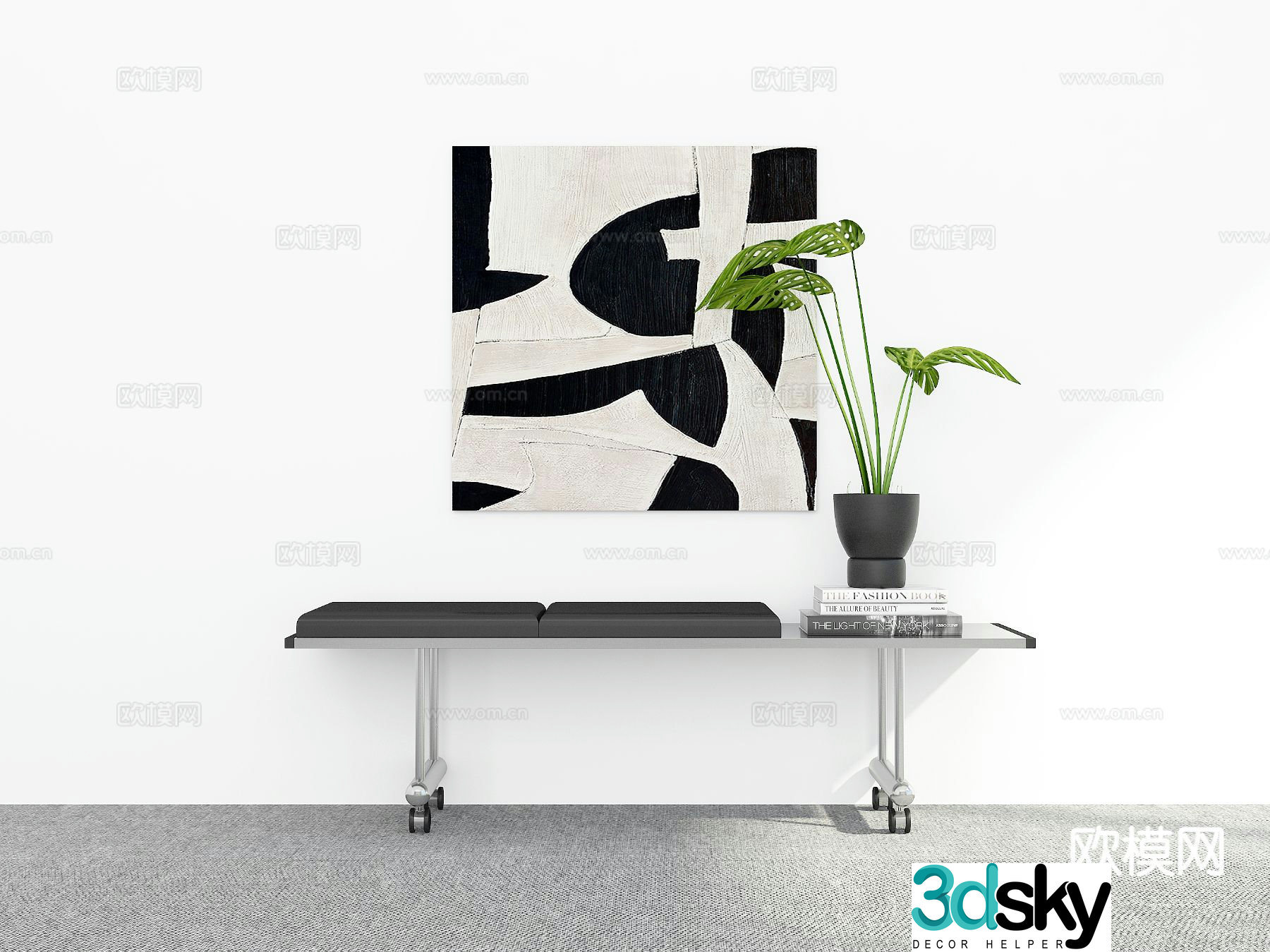 Modern shoe changing bench bench 3d model