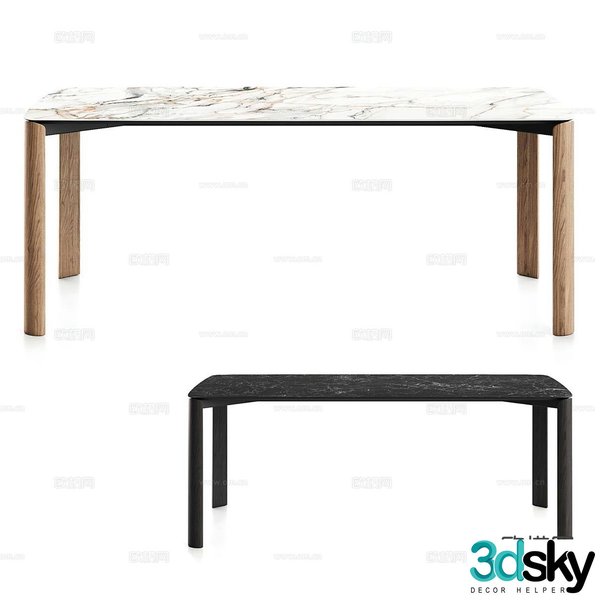 Simple dining table marble dining table 3d model