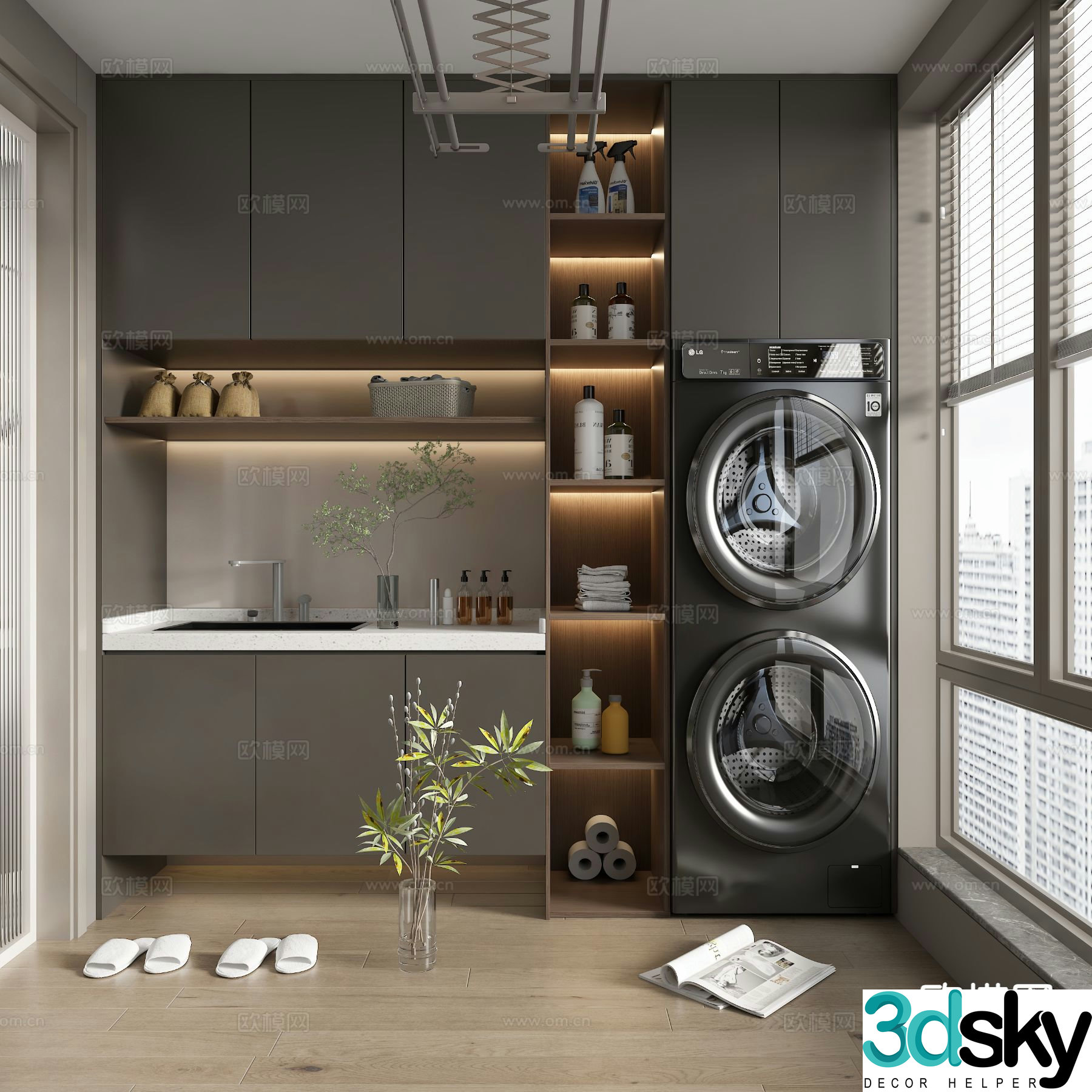 Living balcony laundry room 3d model